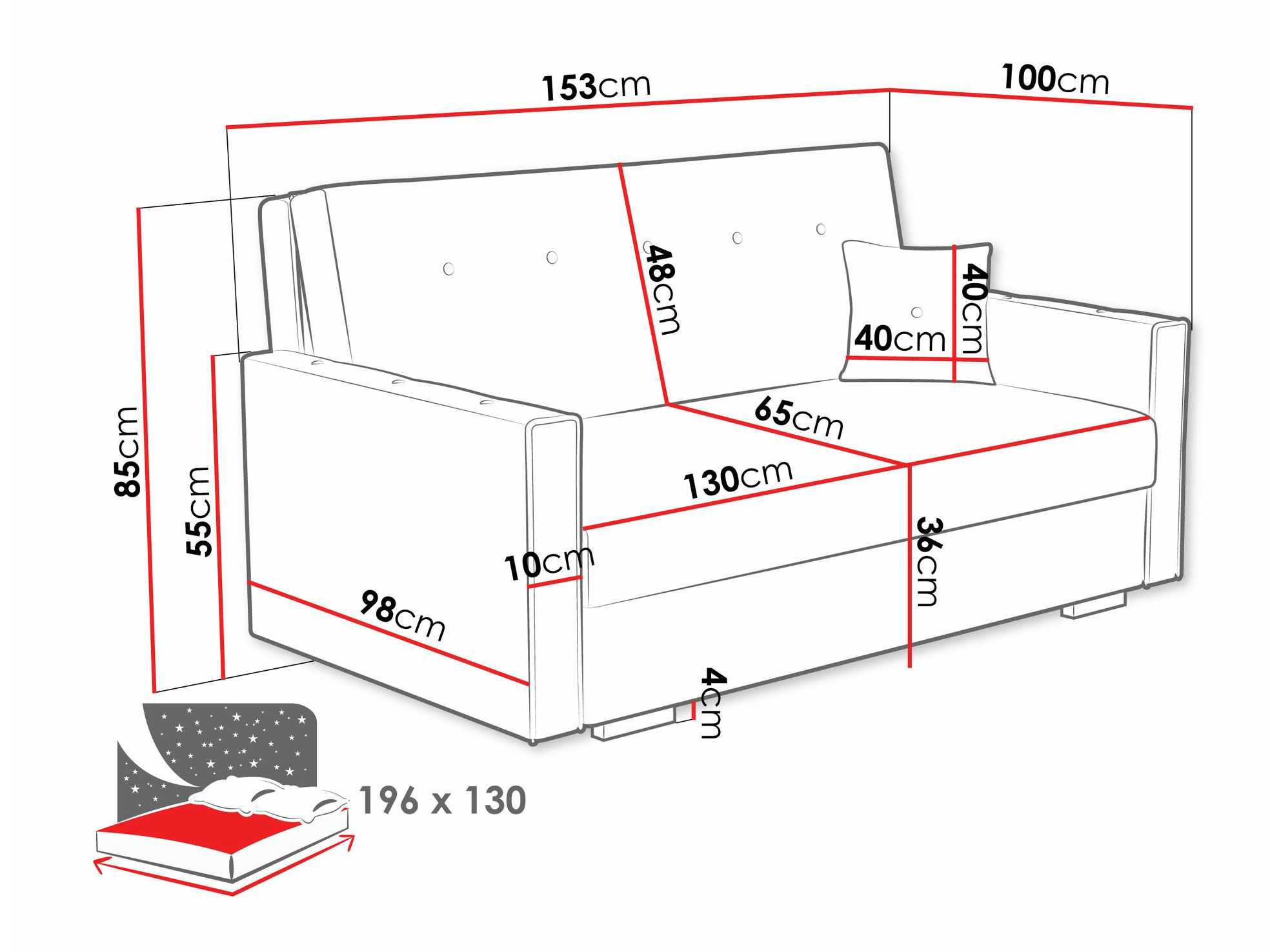 Sofa na razvlačenje Caelrin III (Coral 15)