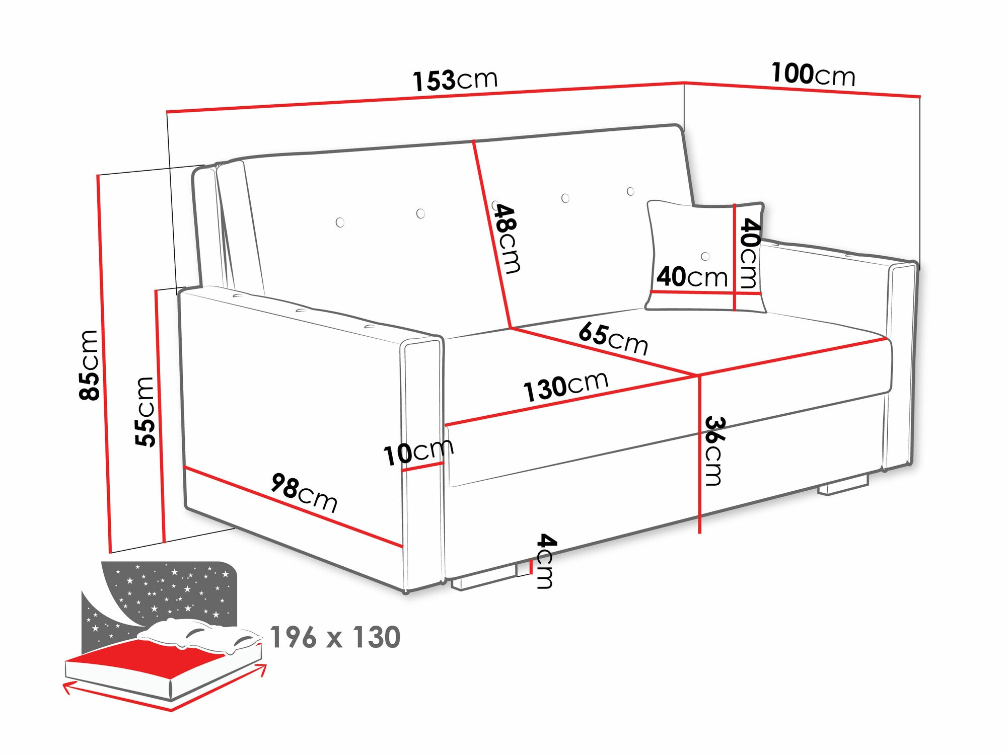 Sofa na razvlačenje Caelrin III (Coral 55)