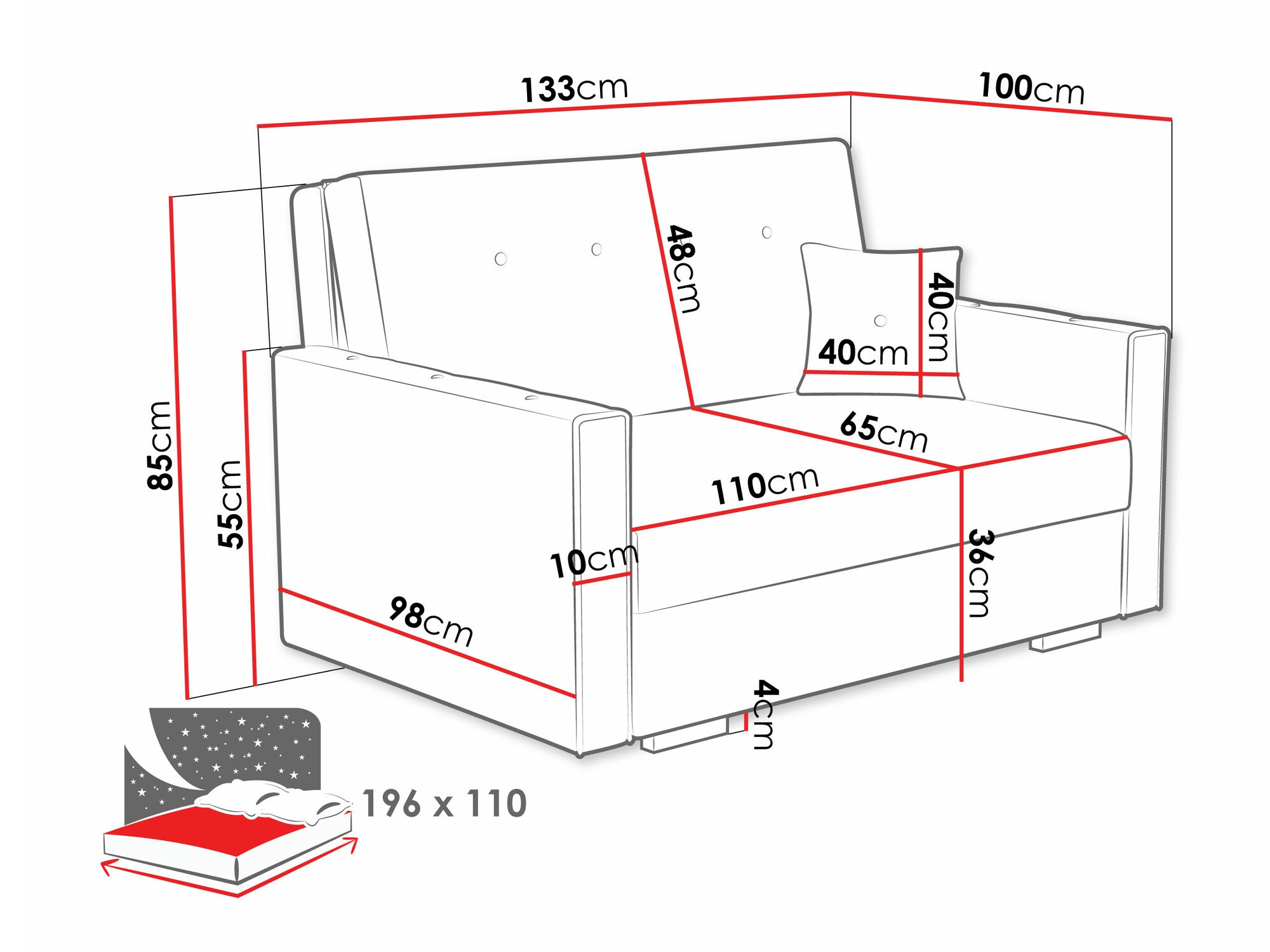 Sofa na razvlačenje Columbus 235 (Coral 65)