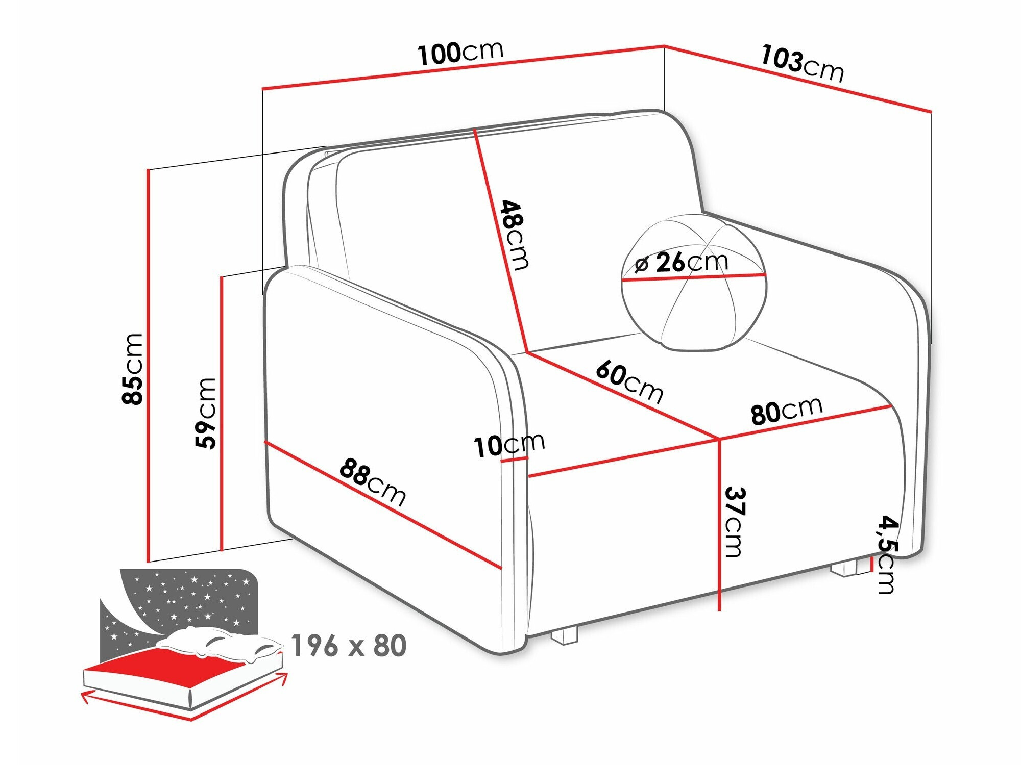 Fotelja Columbus 240 (Coral 55)