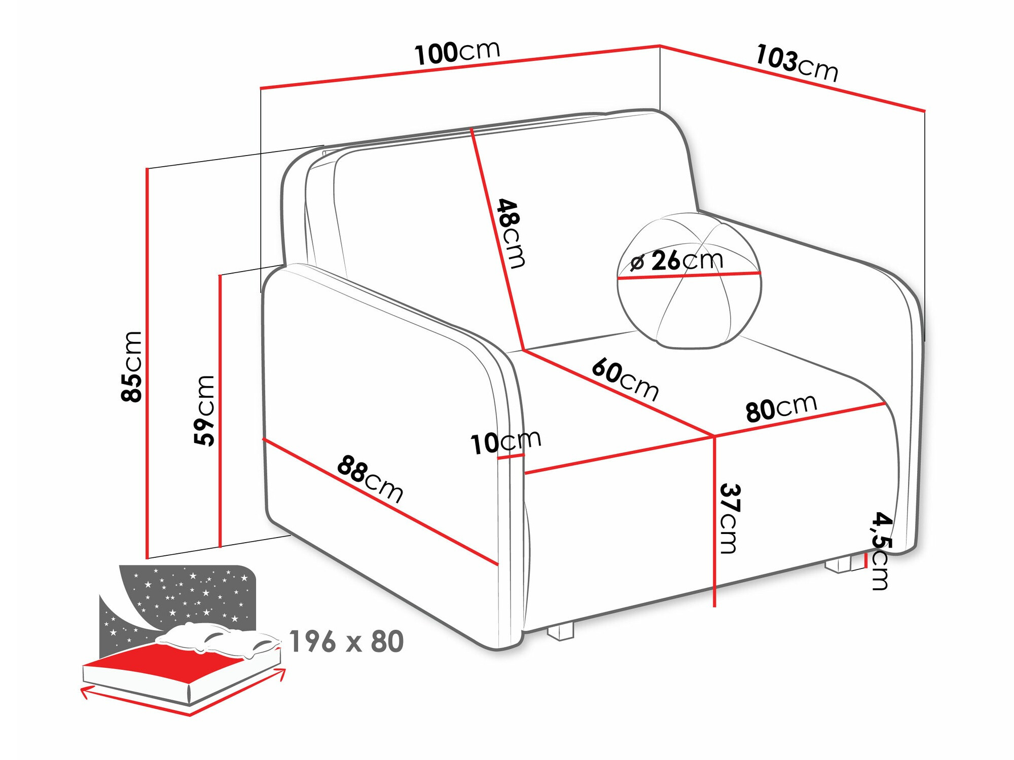 Fotelja Columbus 240 (Coral 80)