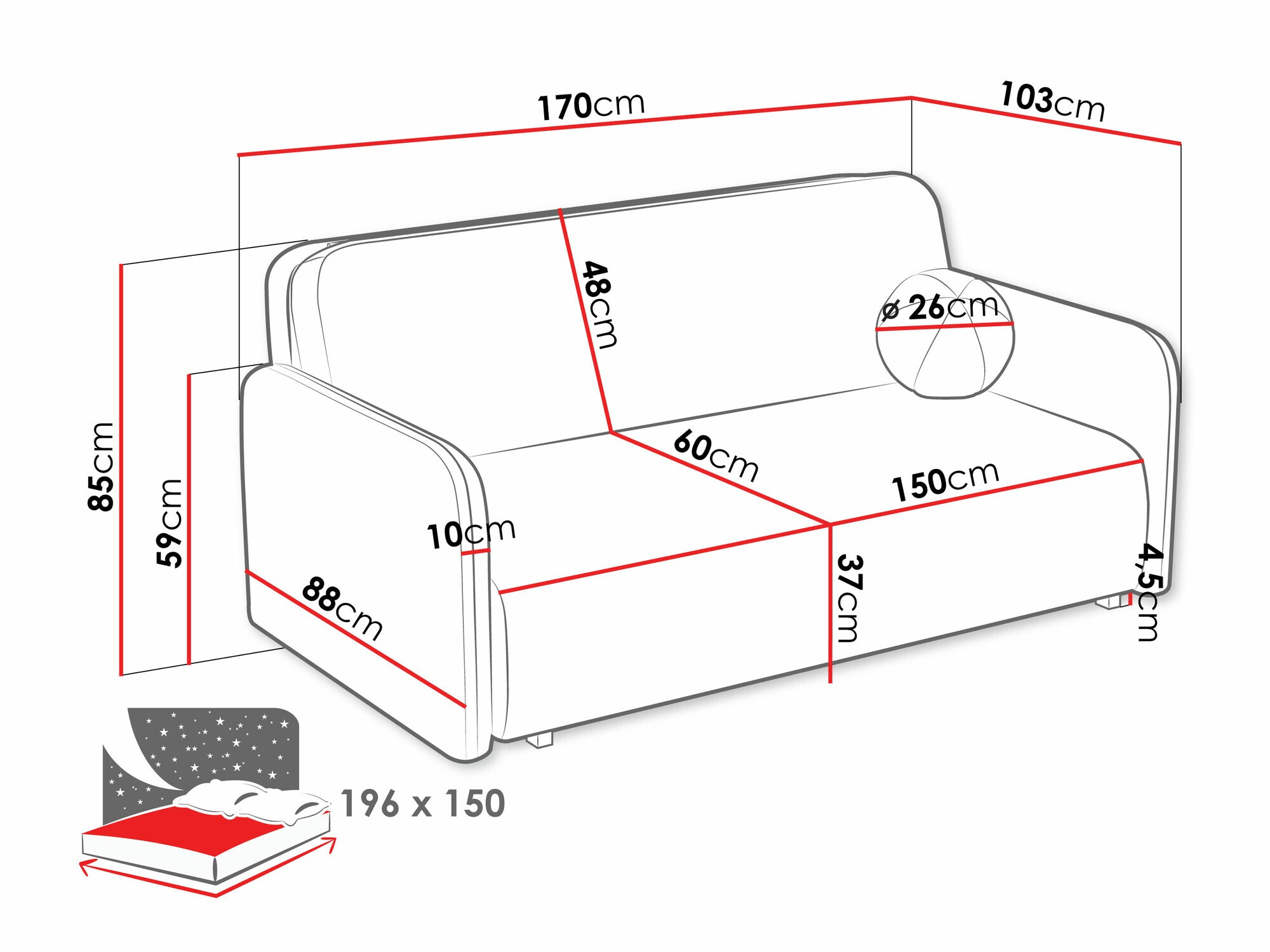 Sofa na razvlačenje Columbus 237 (Coral 55)