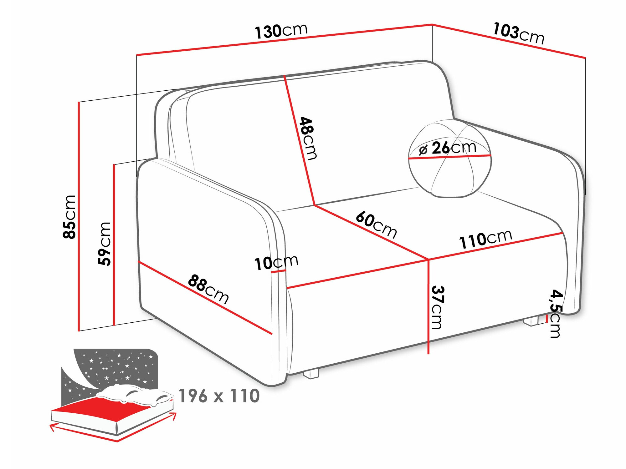 Sofa na razvlačenje Columbus 239 (Coral 50)