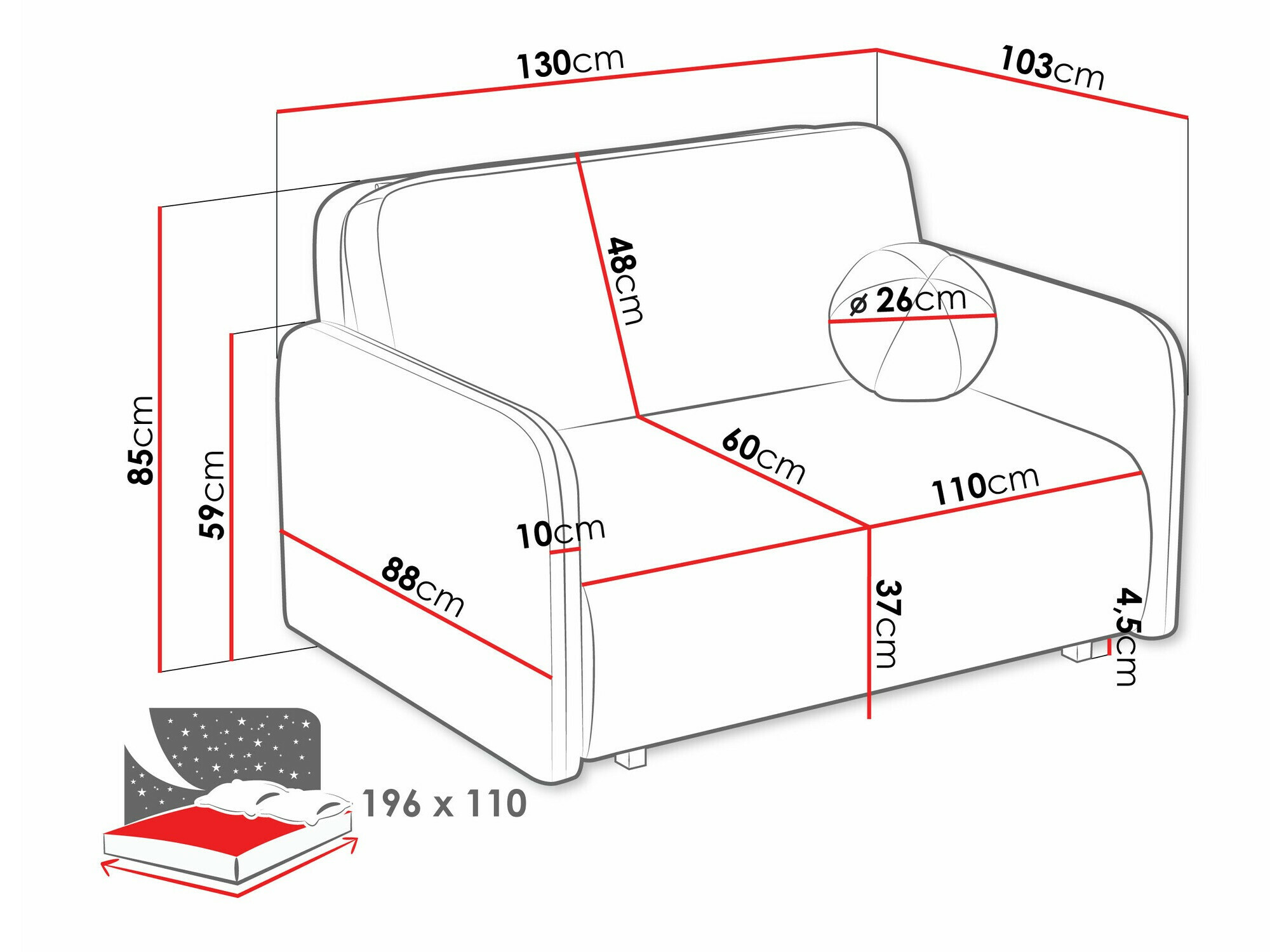 Sofa na razvlačenje Columbus 239 (Velo 626)
