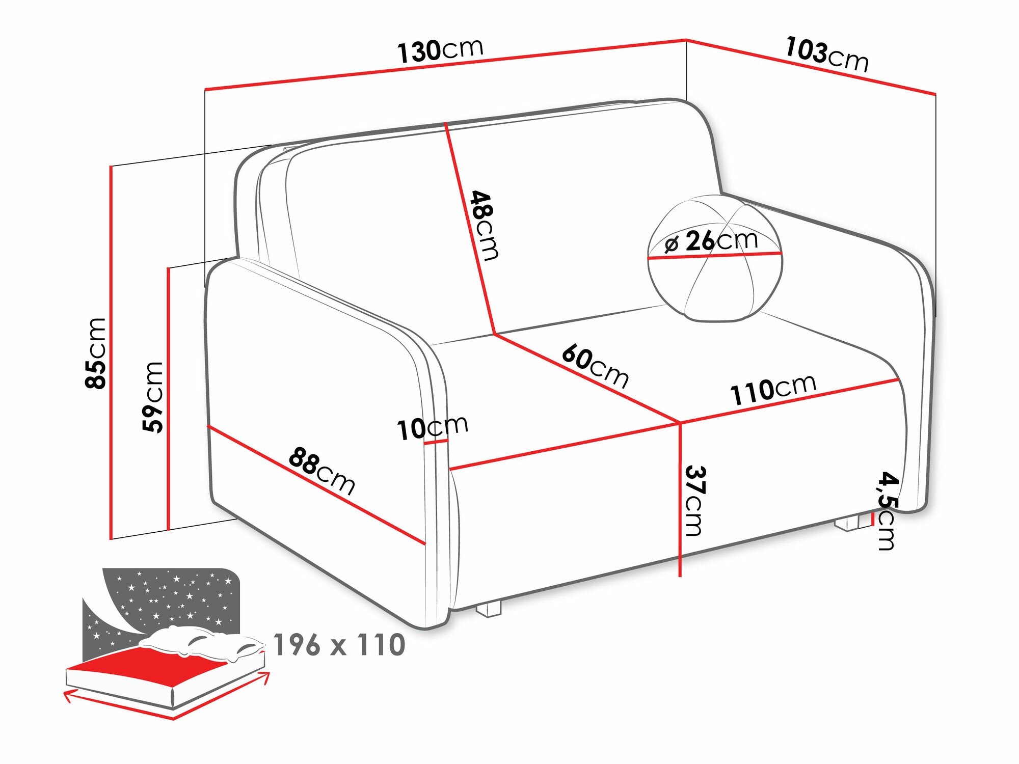 Sofa na razvlačenje Columbus 239 (Velo 633)