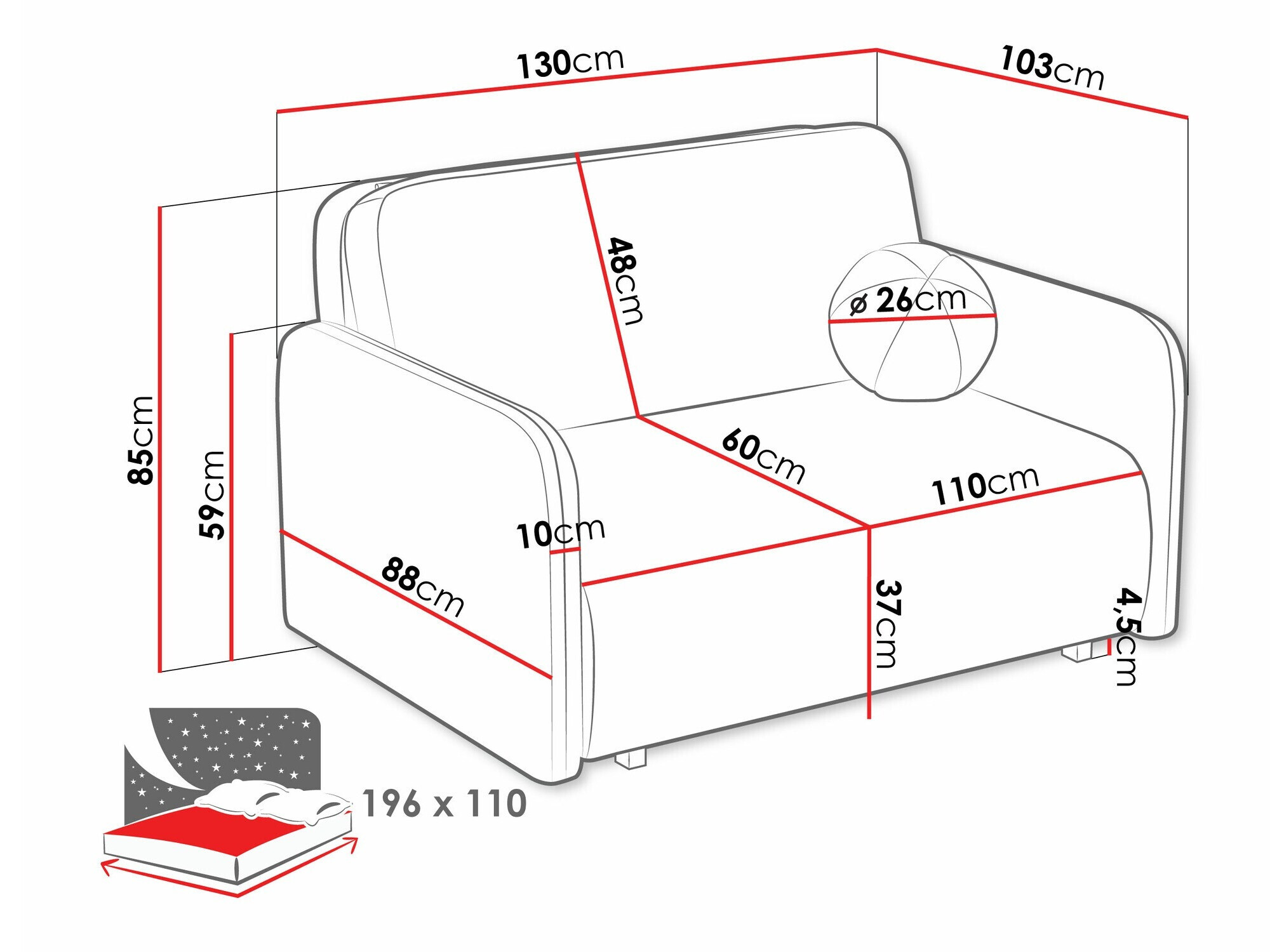 Sofa na razvlačenje Poetal II (Coral 15)