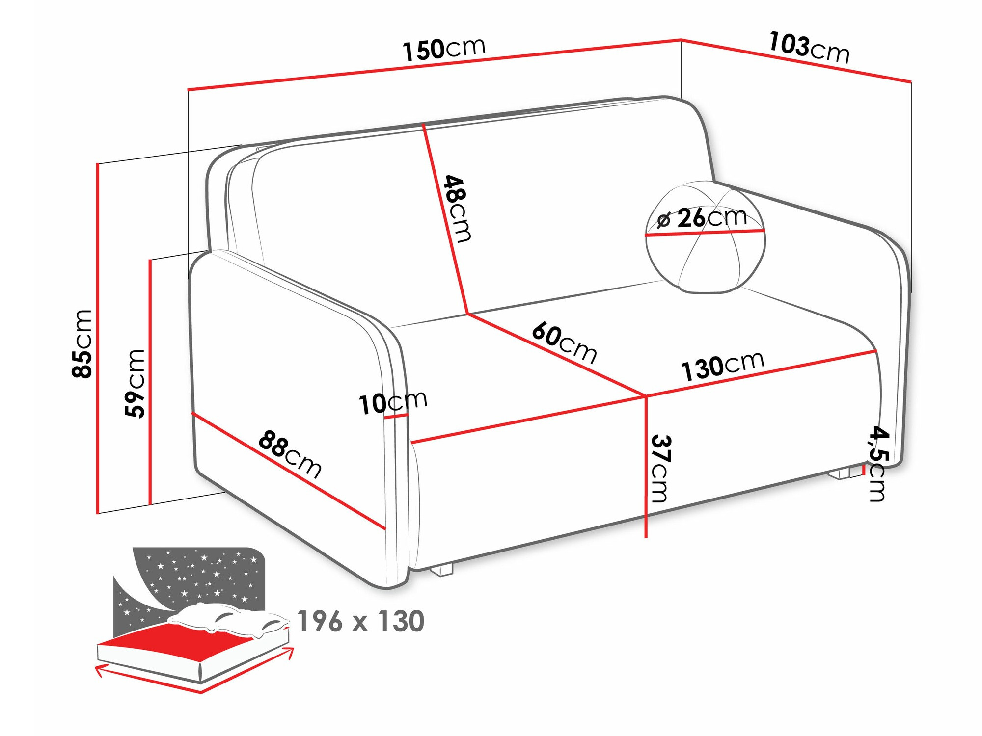Sofa na razvlačenje Poetal III (Coral 55)