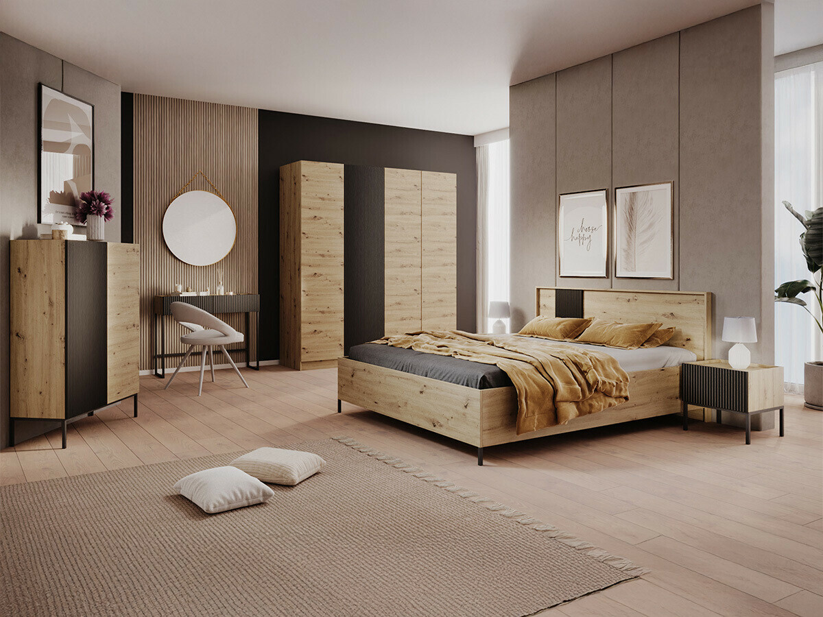 Polica Lunole 100 (Zanatski hrast + Crno)