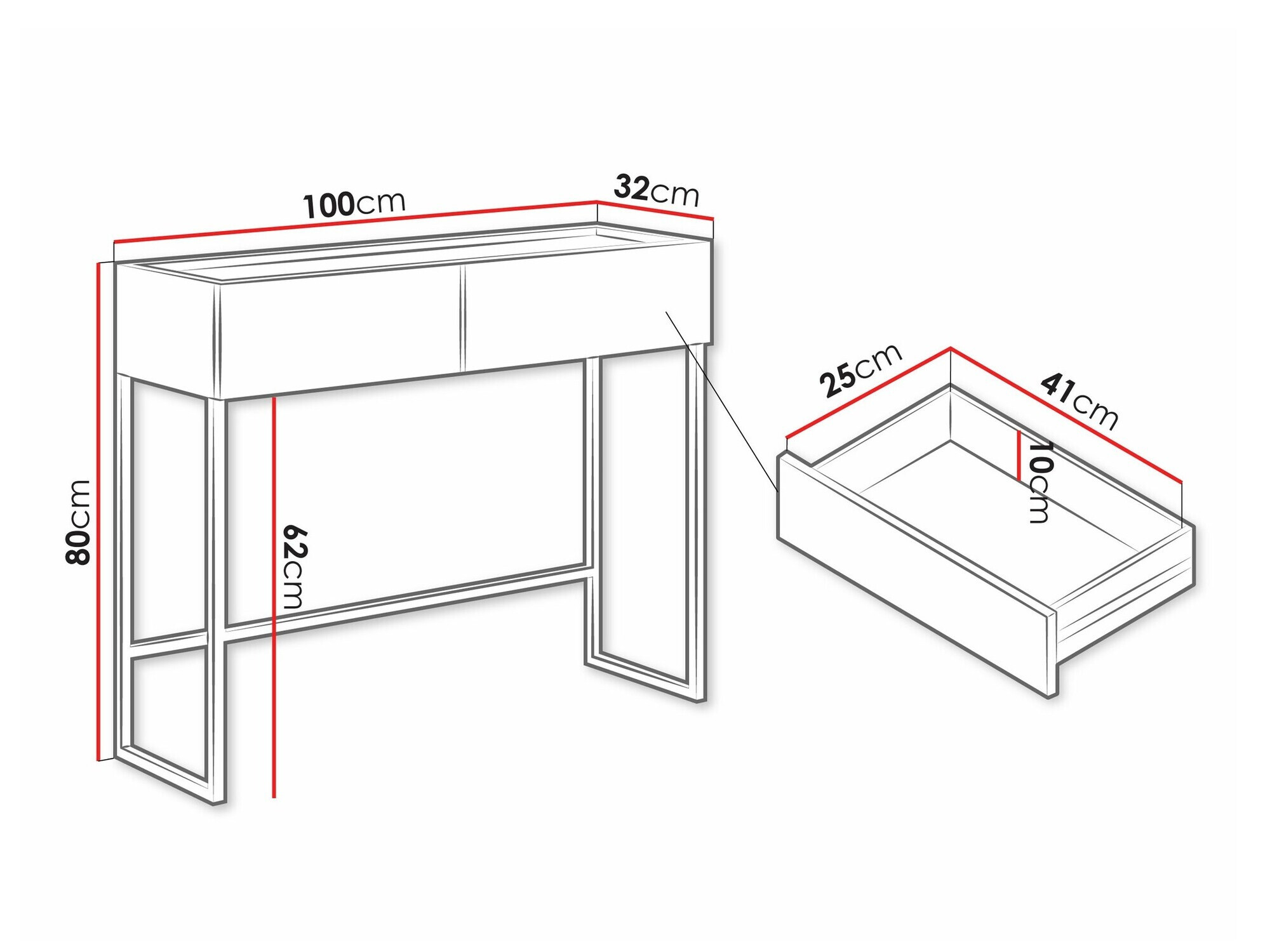 Konzolni stočić Lunole 103 (Zanatski hrast + Crno)