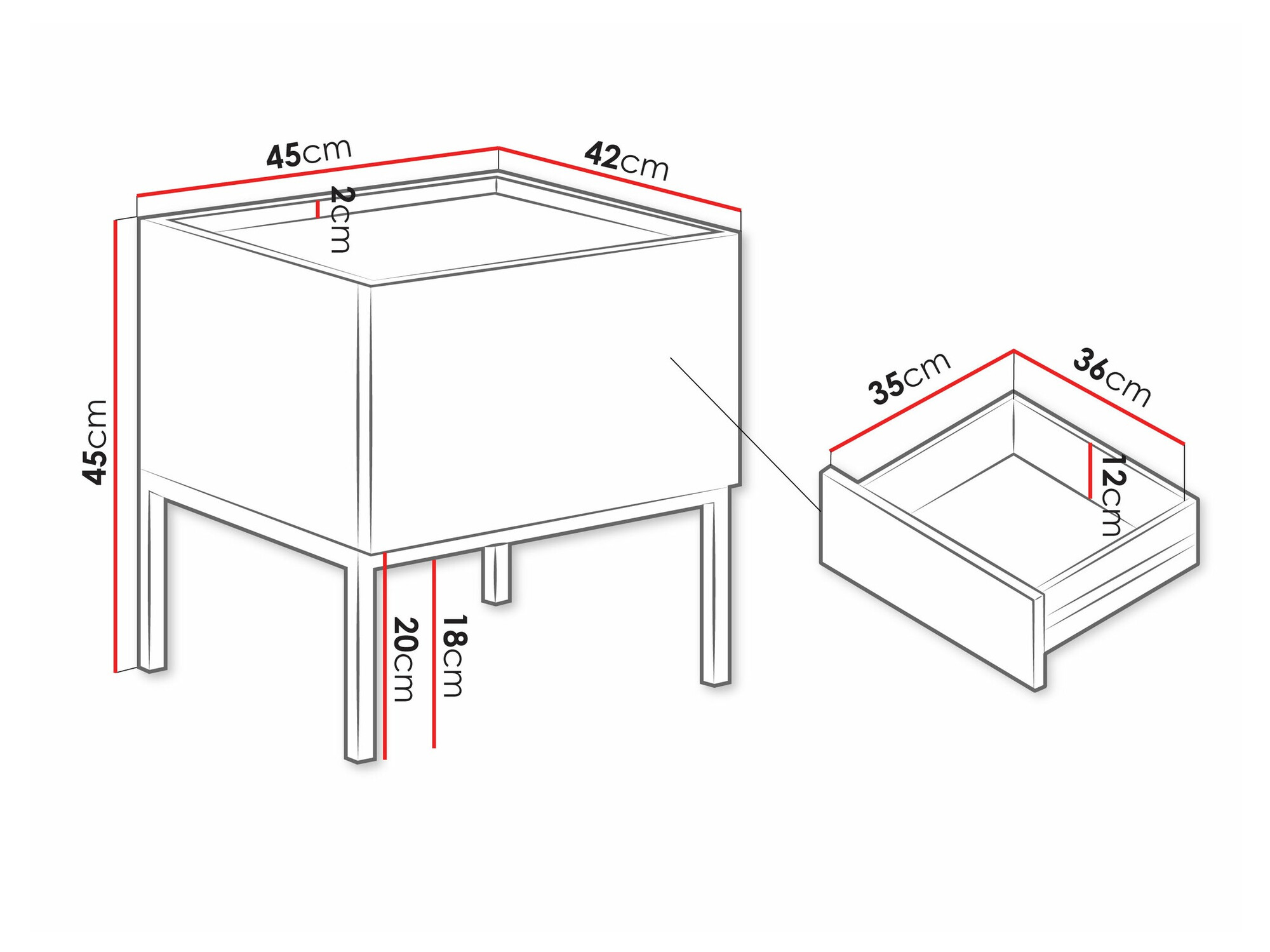Noćni ormarić Lunole 106 (Zanatski hrast + Crno)