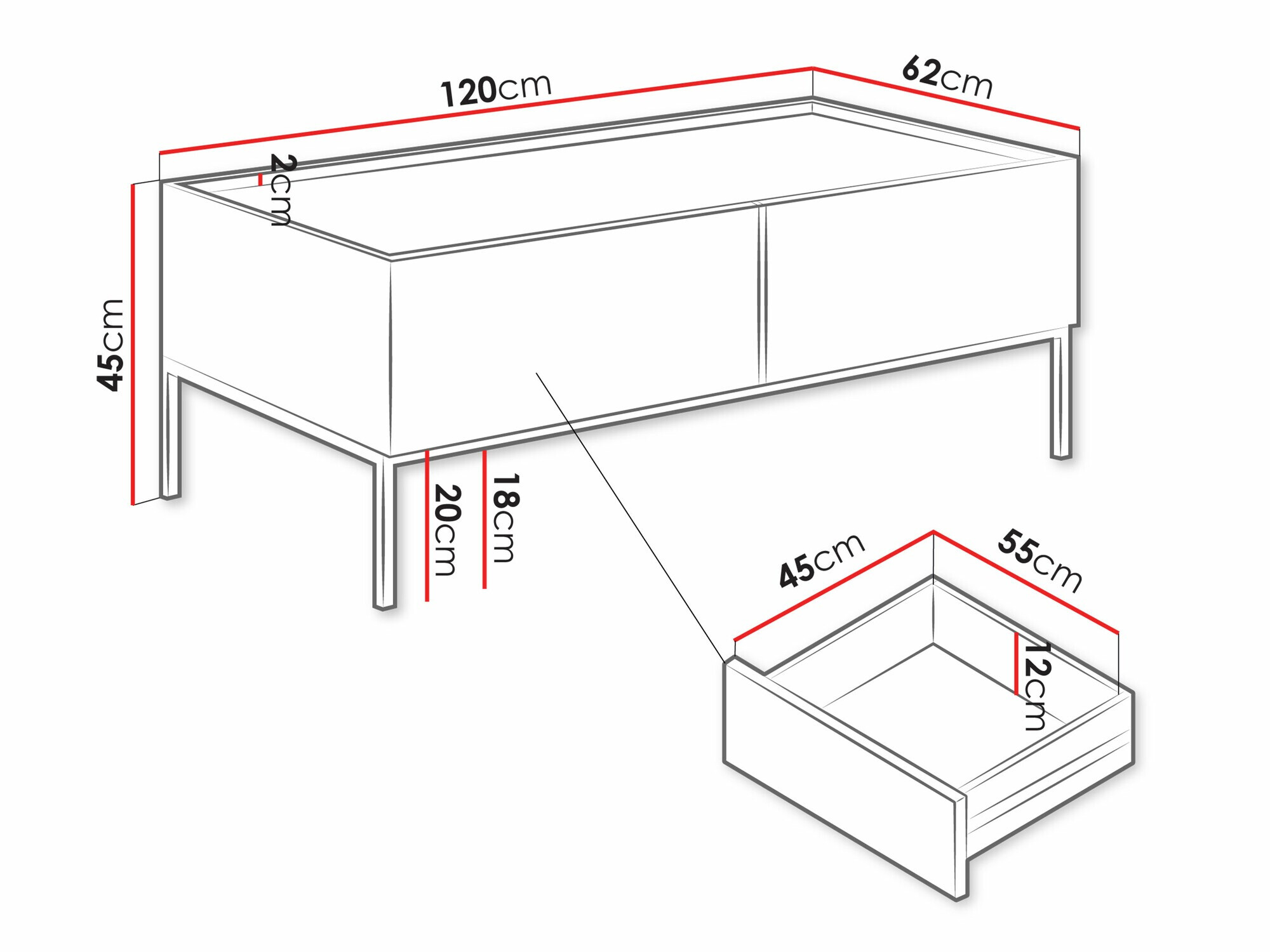 Stočić za kafu Lunole 104 (Zanatski hrast + Crno)