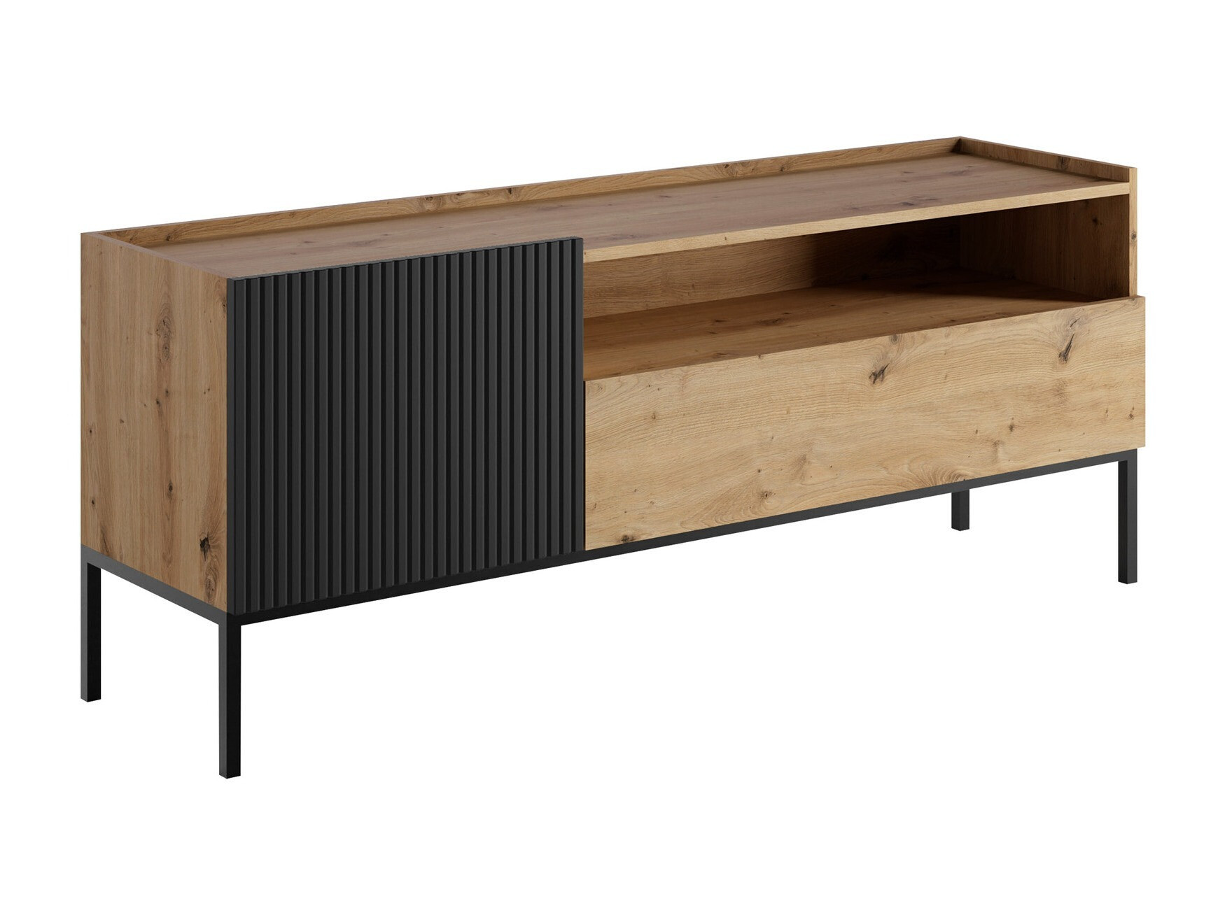 TV komoda Lunole 108 (Artisan hrast + Crno)