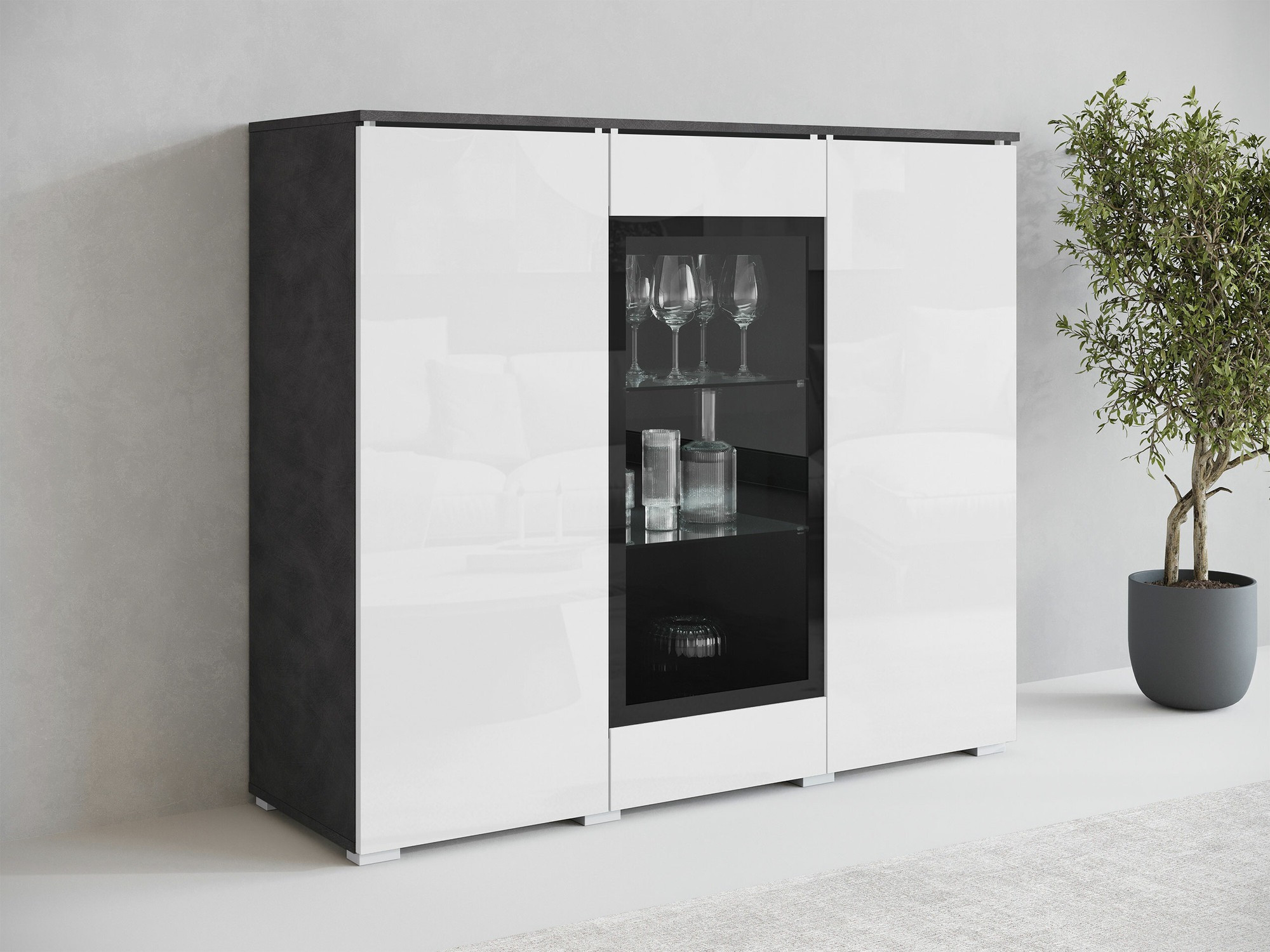 Ormarić Sarasota 186 (Matera siva + Sjajno belo)