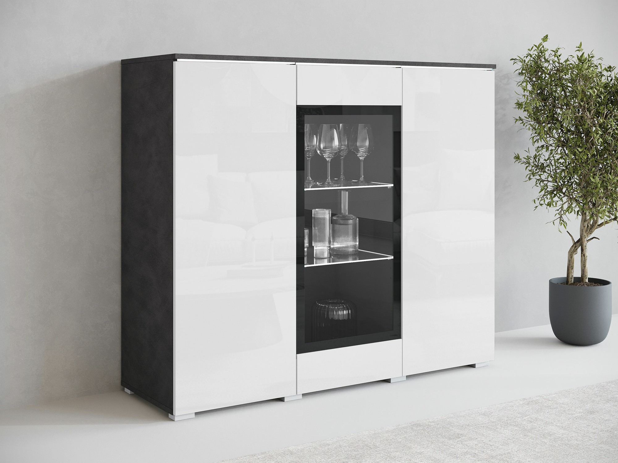 Ormarić Sarasota 186 (Matera siva + Sjajno belo)