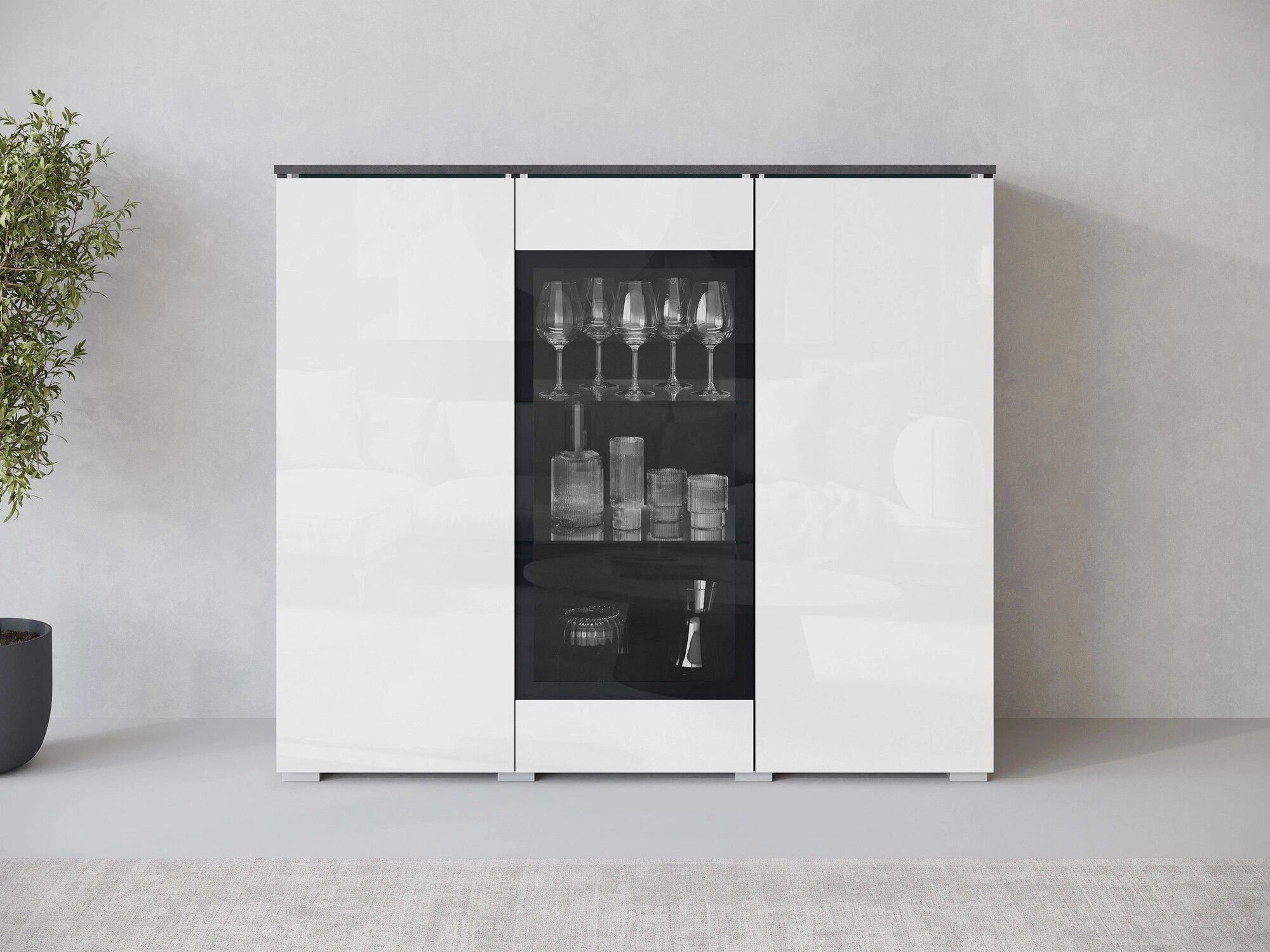 Ormarić Sarasota 186 (Matera siva + Sjajno belo)