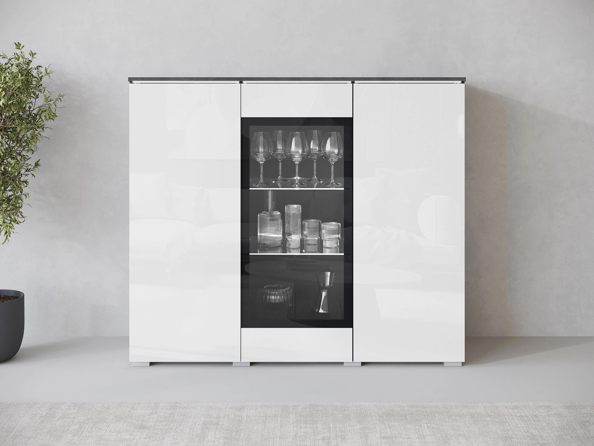 Ormarić Sarasota 186 (Matera siva + Sjajno belo)