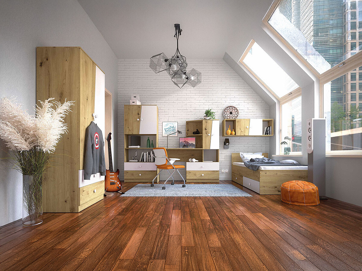 Set nameštaja Almira 114 (Artisan hrast + Belo)