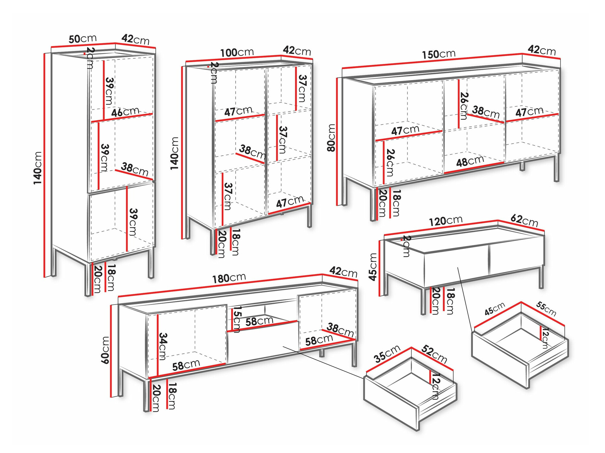 Set za dnevnu sobu Lunole 110 (Zanatski hrast + Crno)