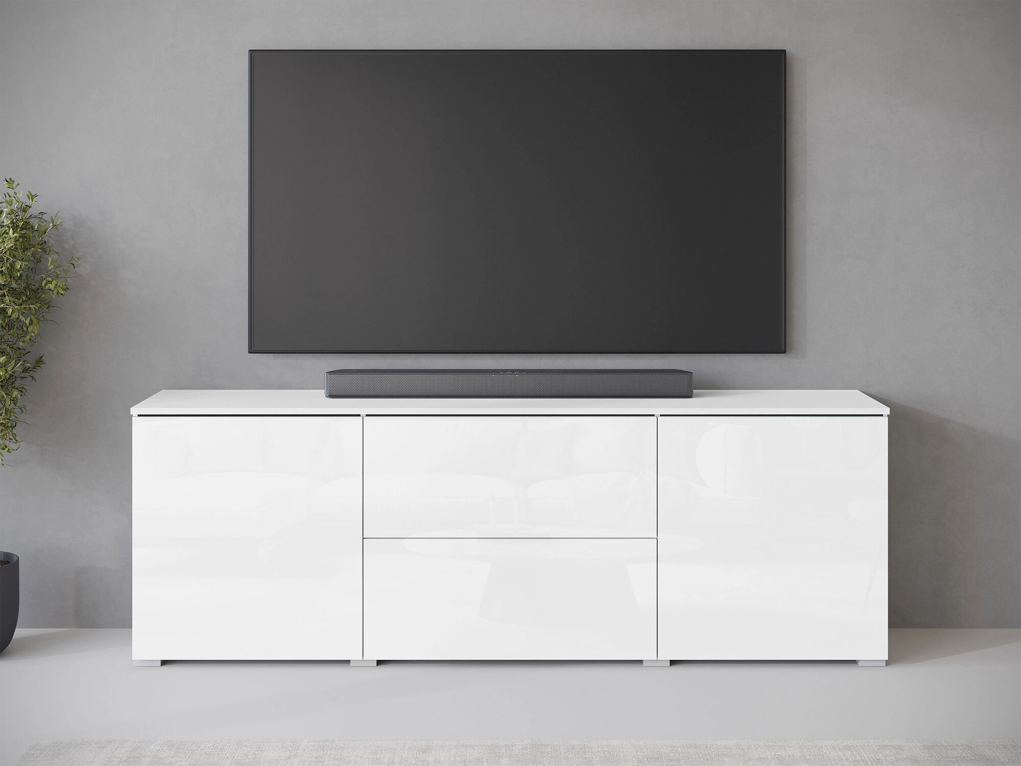 TV komoda Mirfivo 104 (Belo + Sjajno belo)