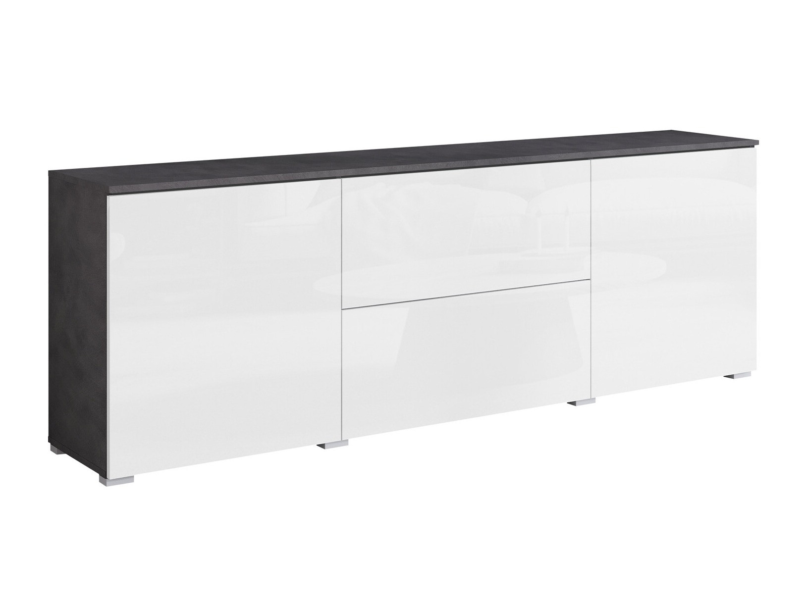 TV komoda Mirfivo 104 (Matera siva + Sjajno belo)