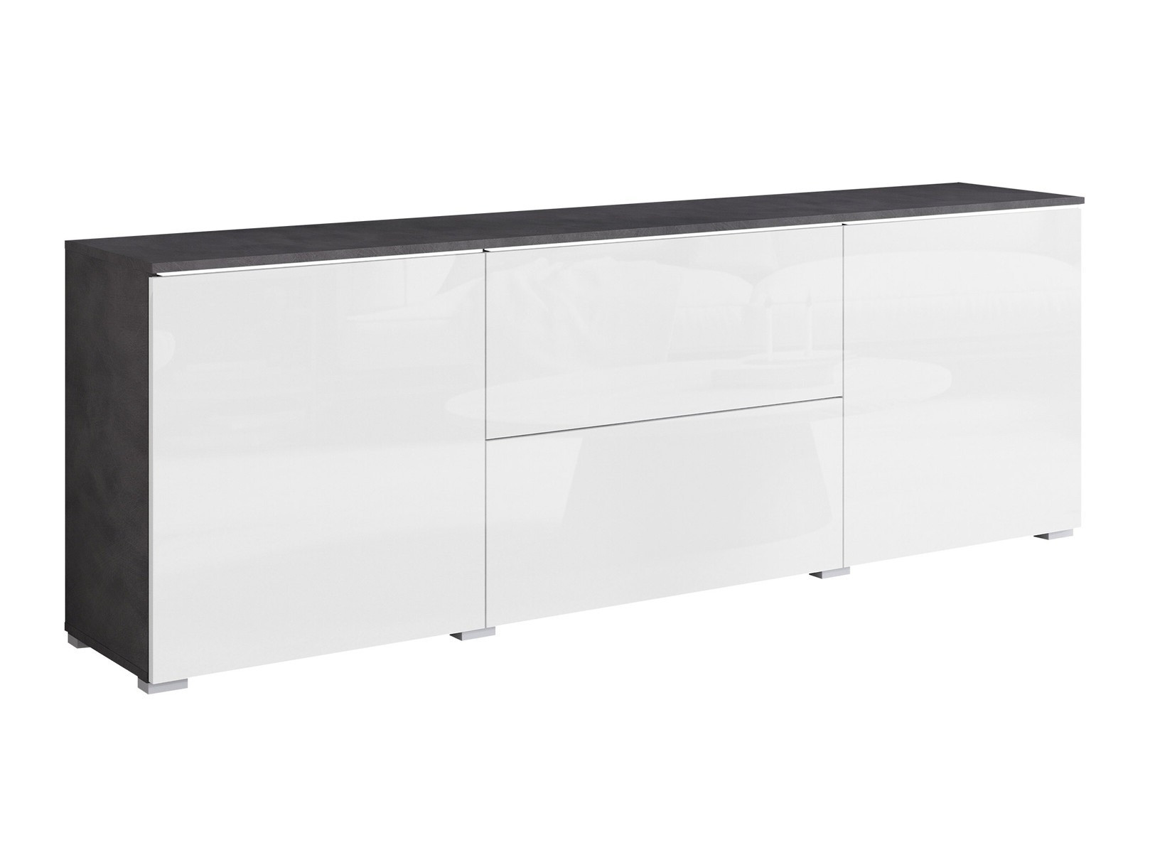 TV komoda Mirfivo 104 (Matera siva + Sjajno belo)