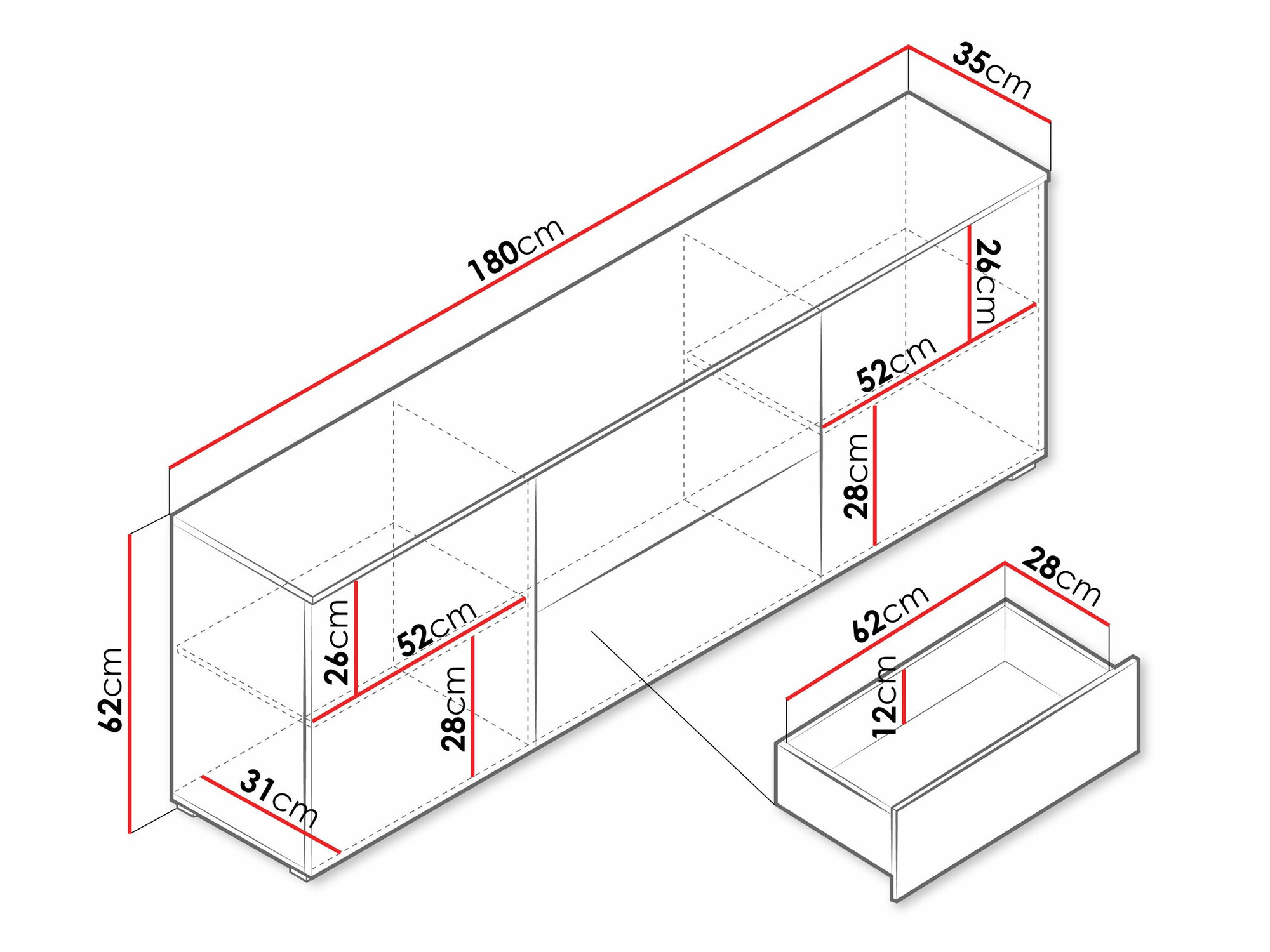 TV sto Sarasota 190 (Belo + Sjajno belo)