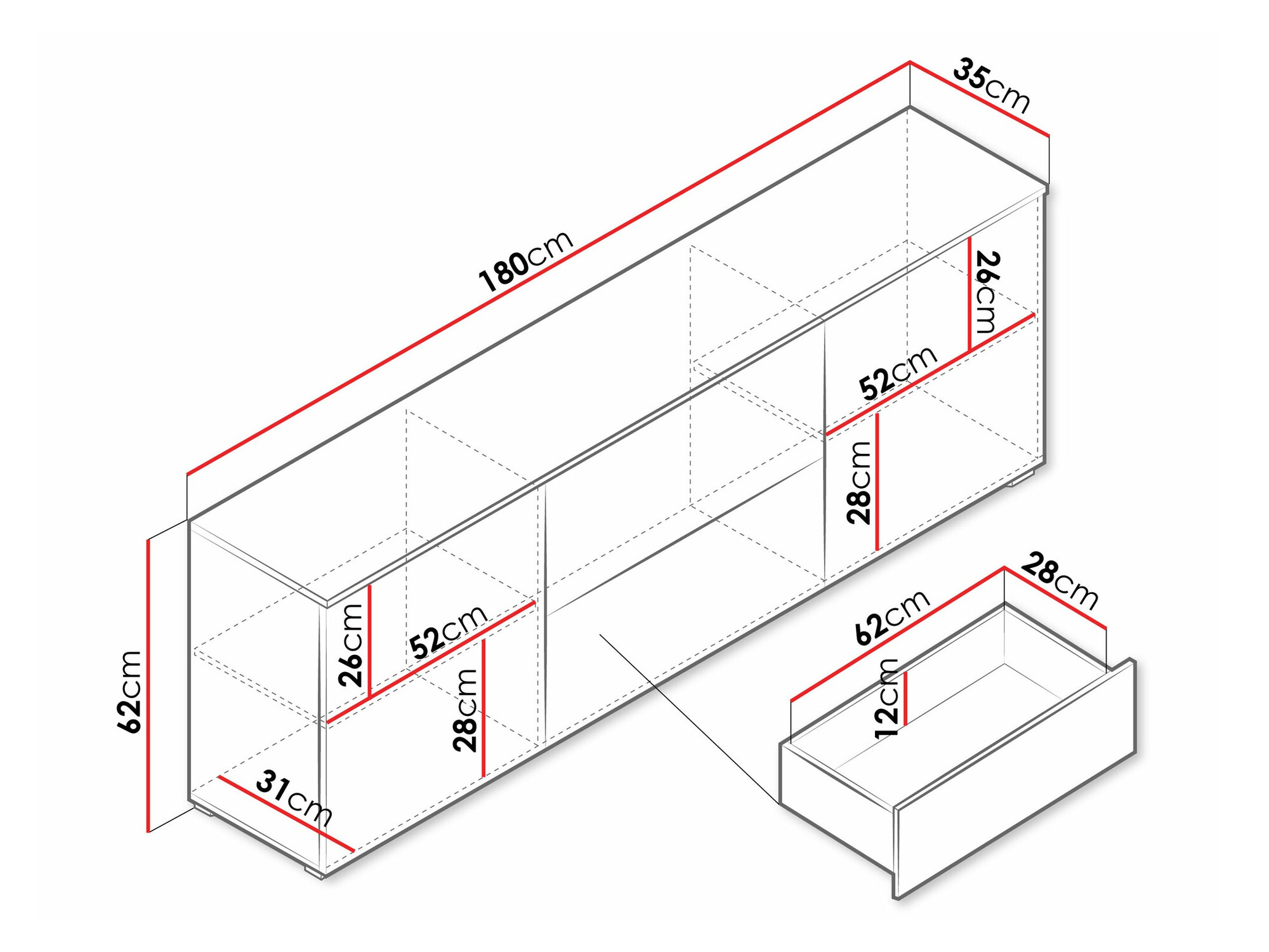 TV sto Sarasota 190 (Matera siva + Sjajno belo)