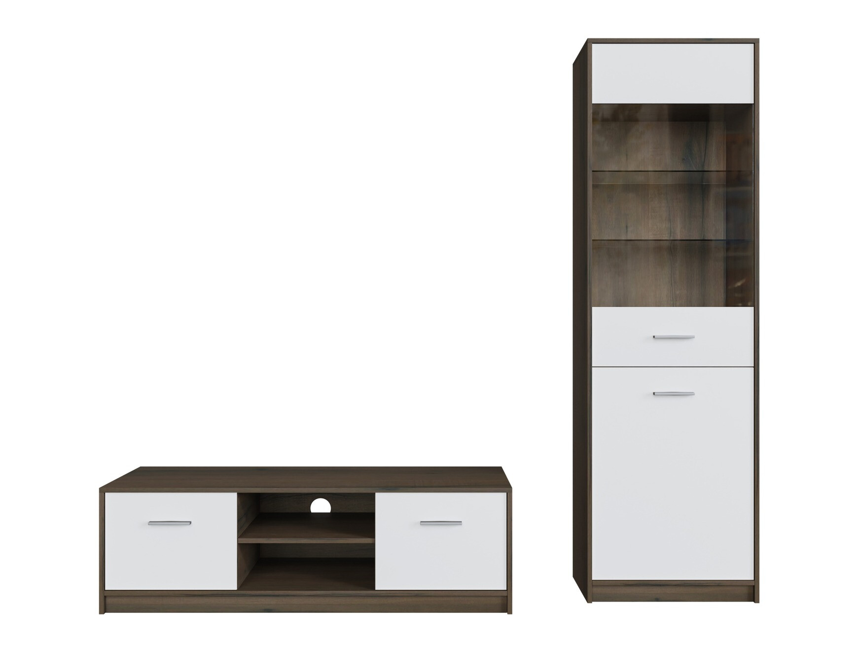 Set za dnevnu sobu Novsore 161 (Tamni hrast + Belo)