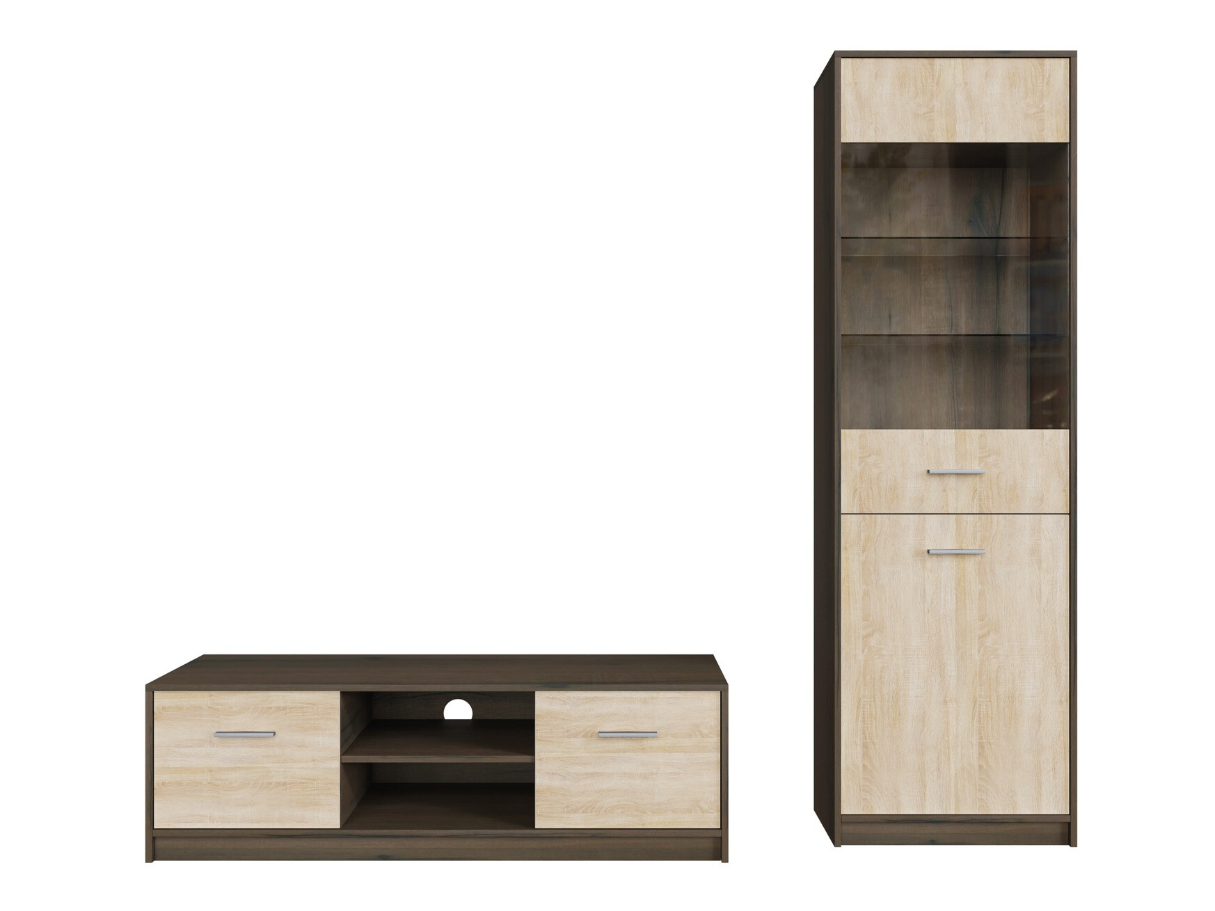 Set za dnevnu sobu Novsore 161 (Tamni hrast + Sonoma hrast)