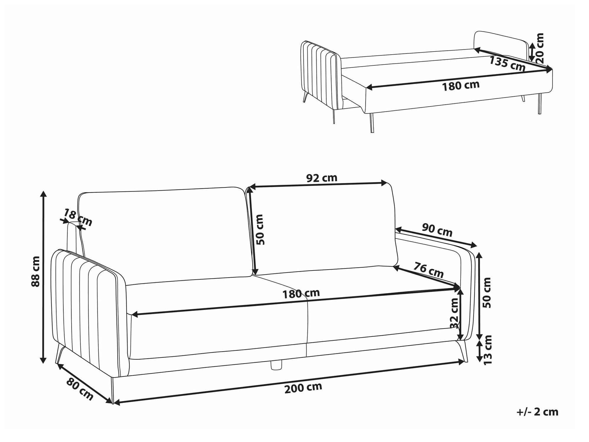 Sofa na razvlačenje Berwyn 2549 (Belo)