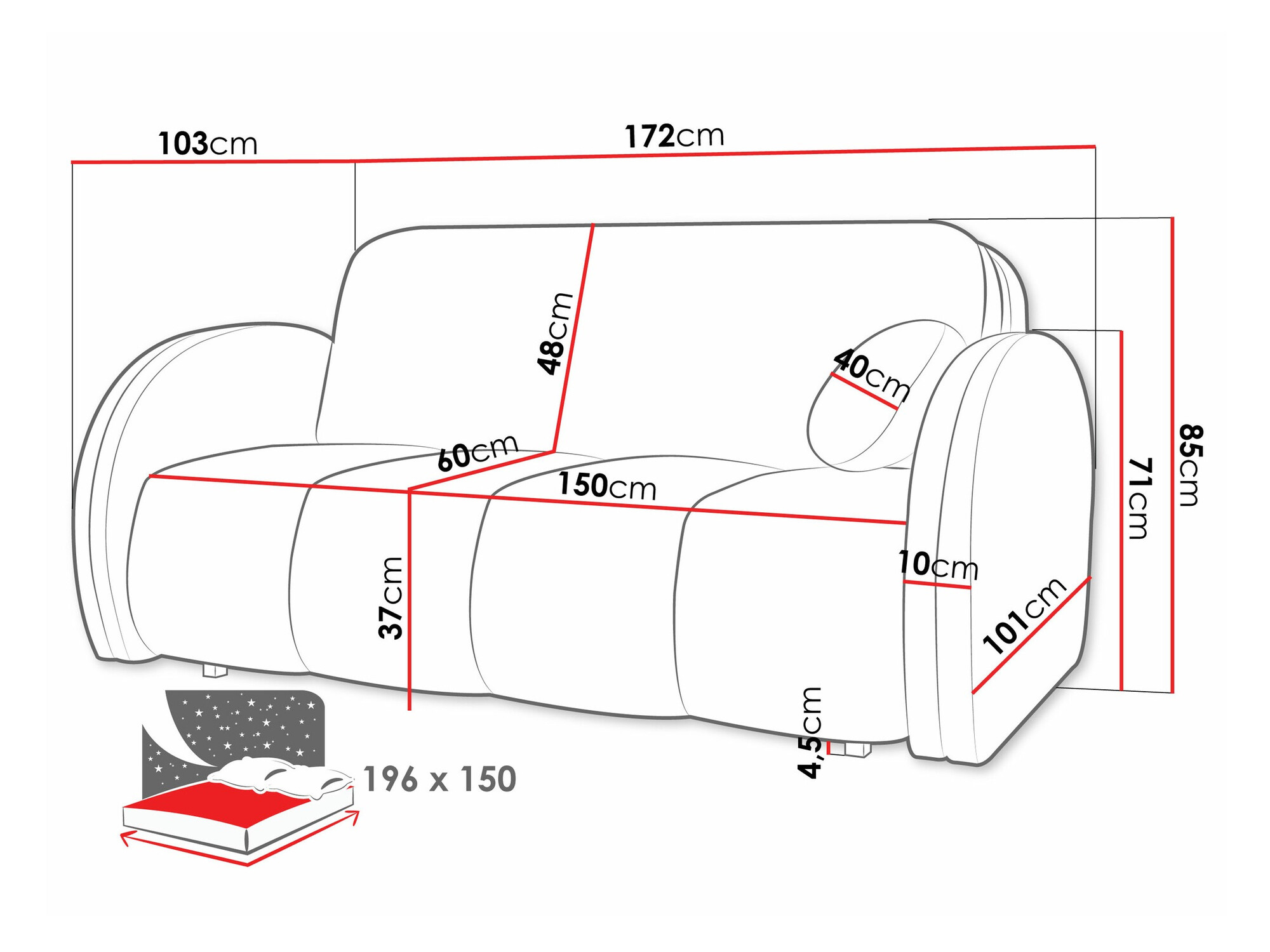 Sofa na razvlačenje Citral IV (Velo 626)