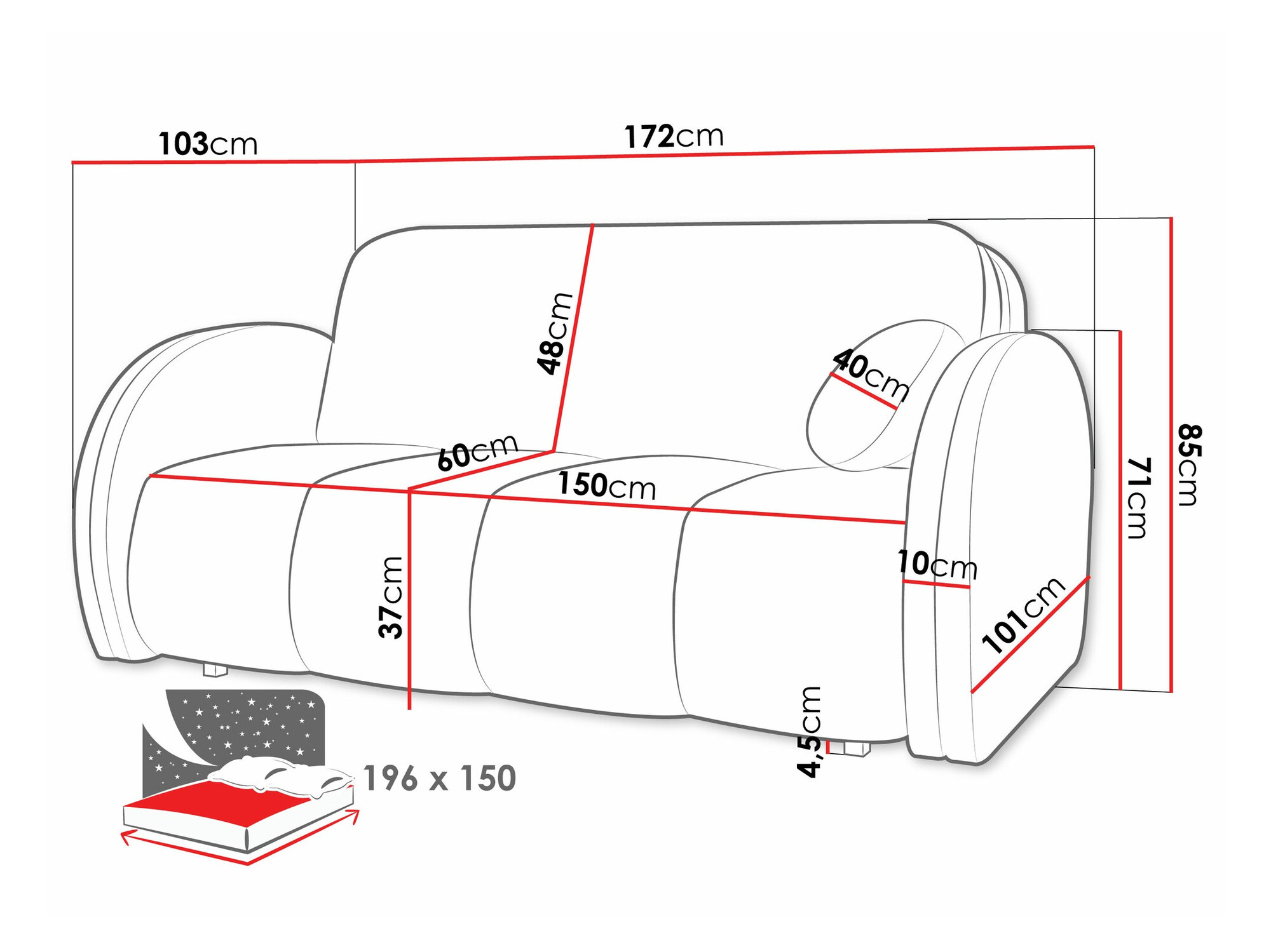 Sofa na razvlačenje Citral IV (Velo 636)