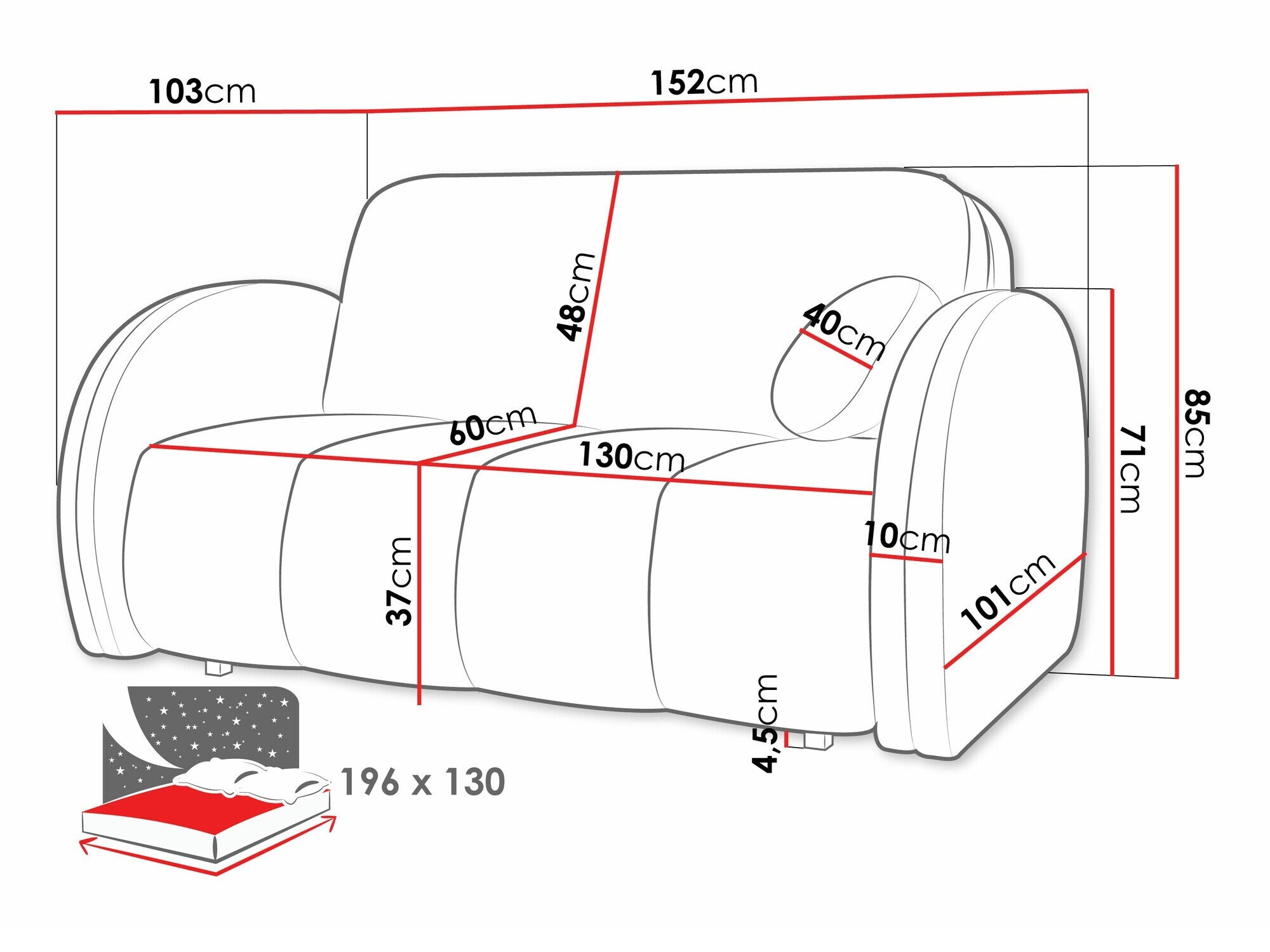 Sofa na razvlačenje Columbus 242 (Velo 621)