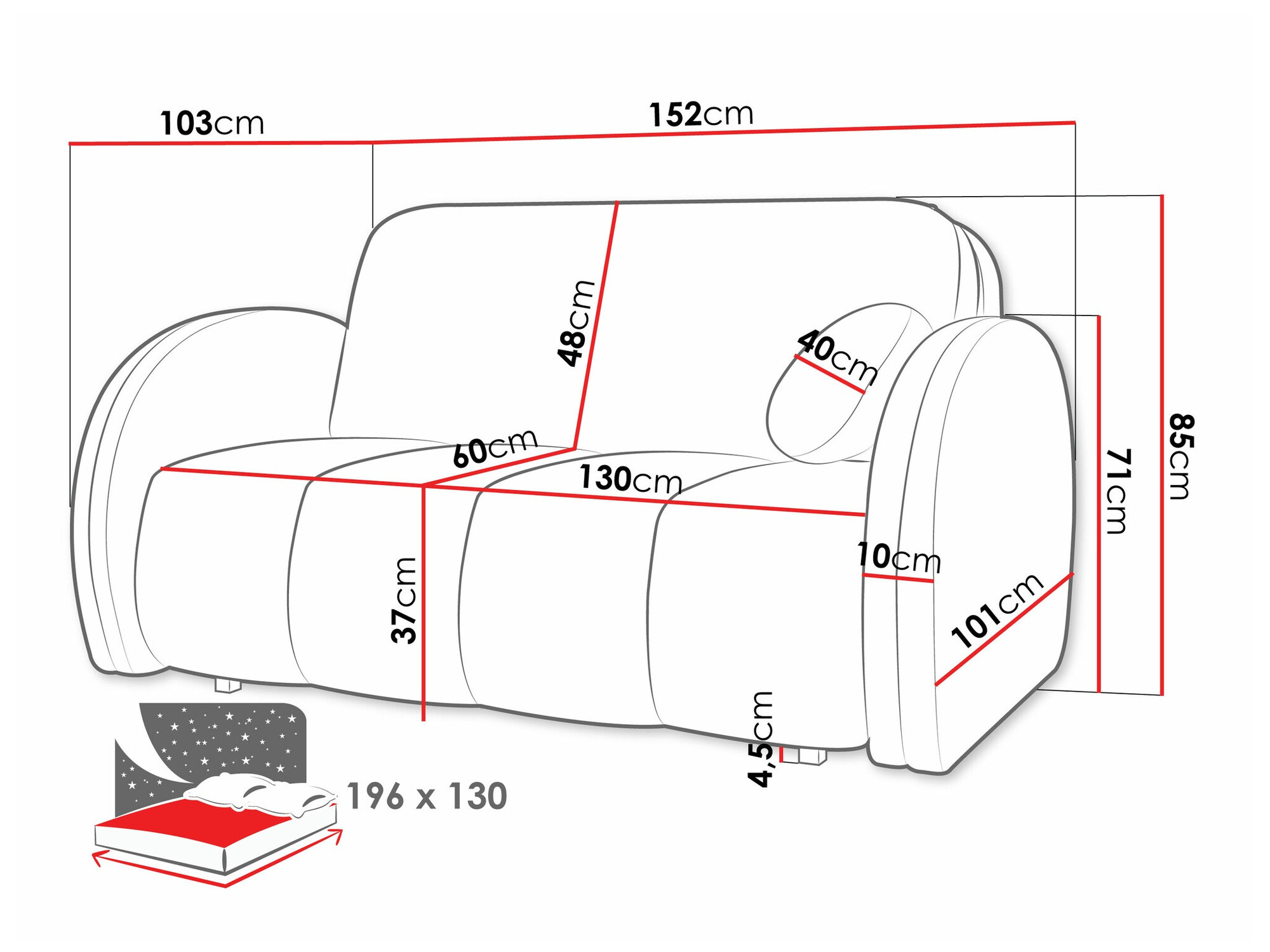 Sofa na razvlačenje Columbus 242 (Velo 627)
