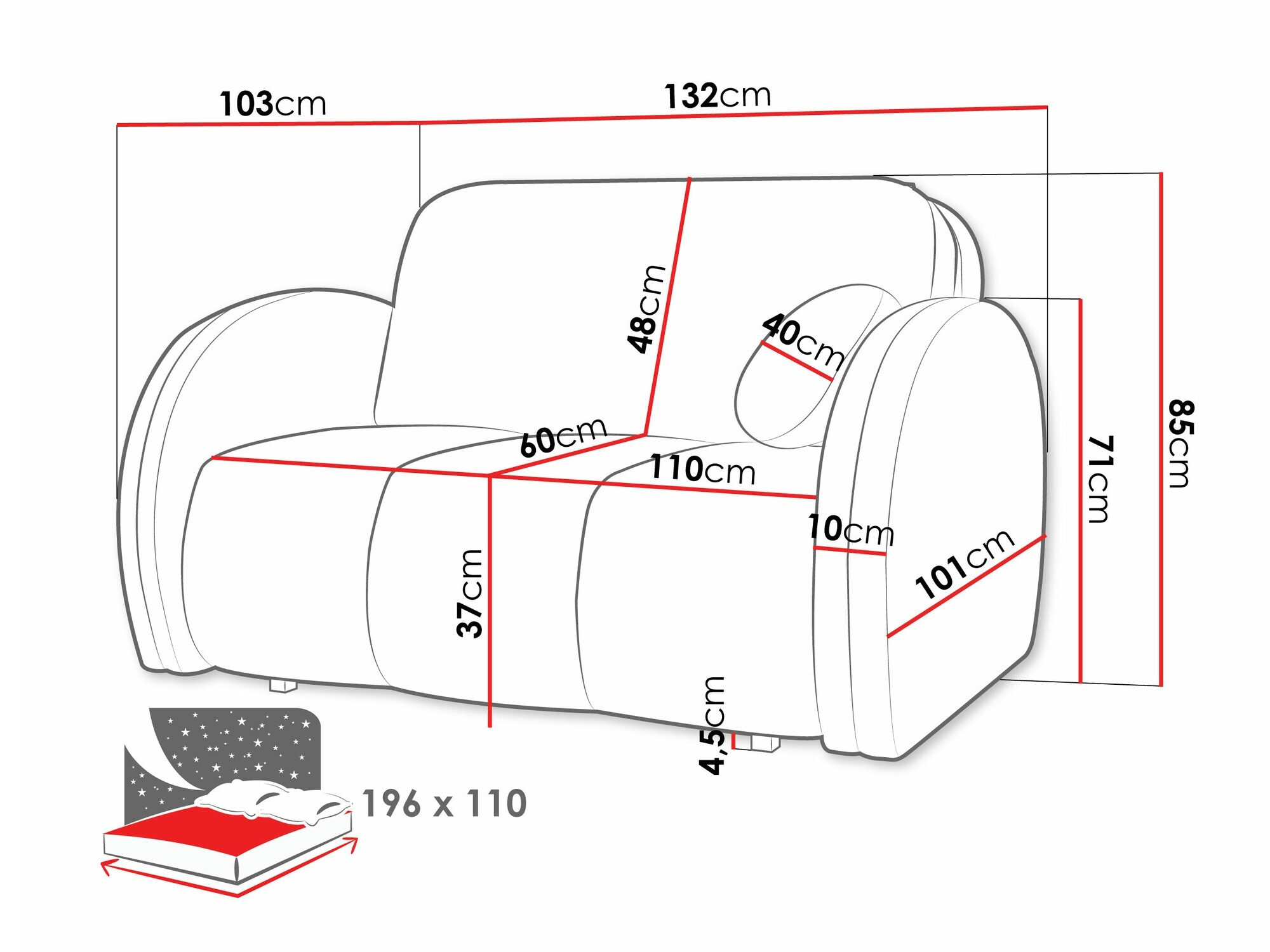 Sofa na razvlačenje Columbus 243 (Velo 626)