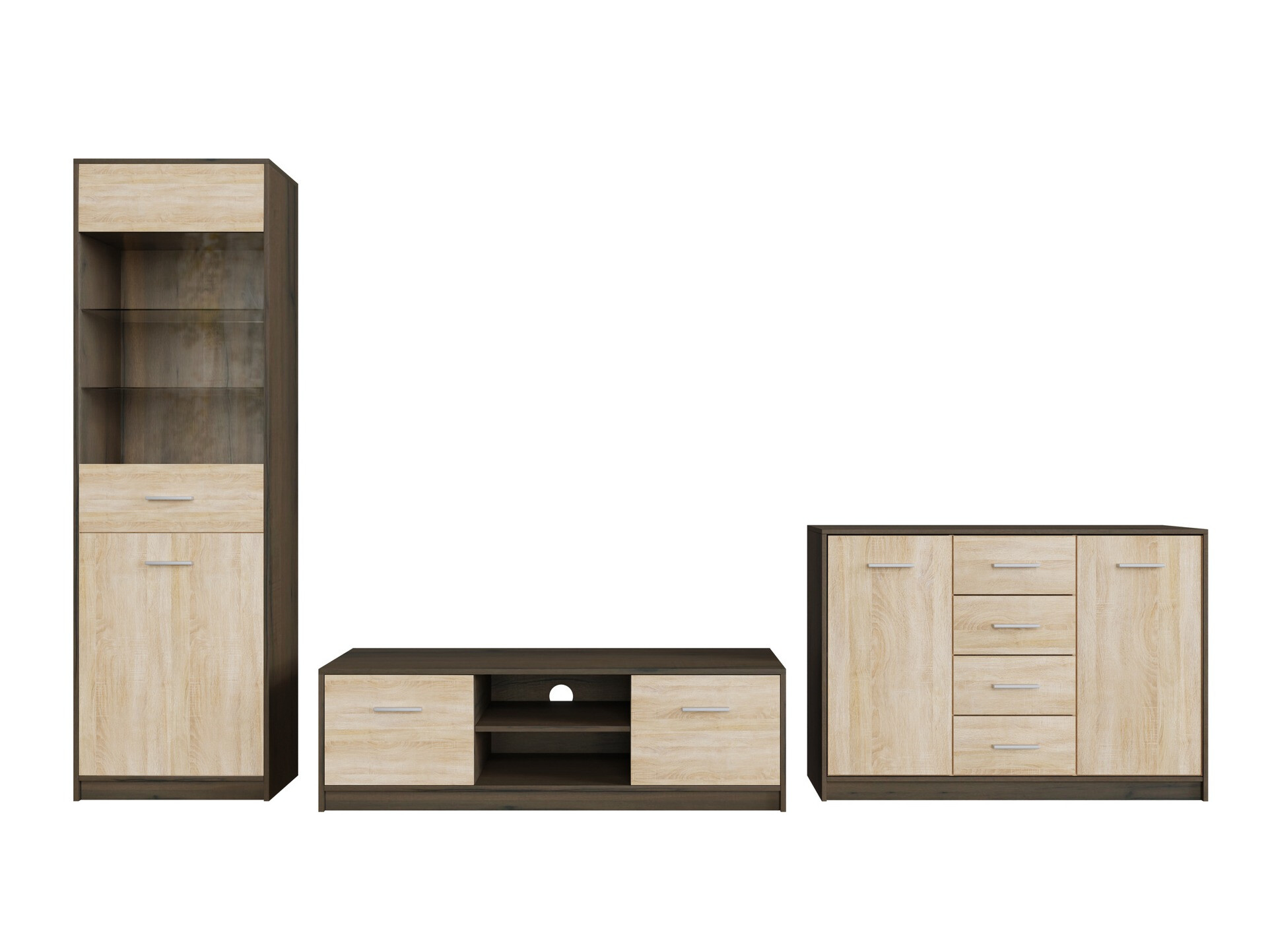 Set za dnevnu sobu Novsore 162 (Tamni hrast + Sonoma hrast)