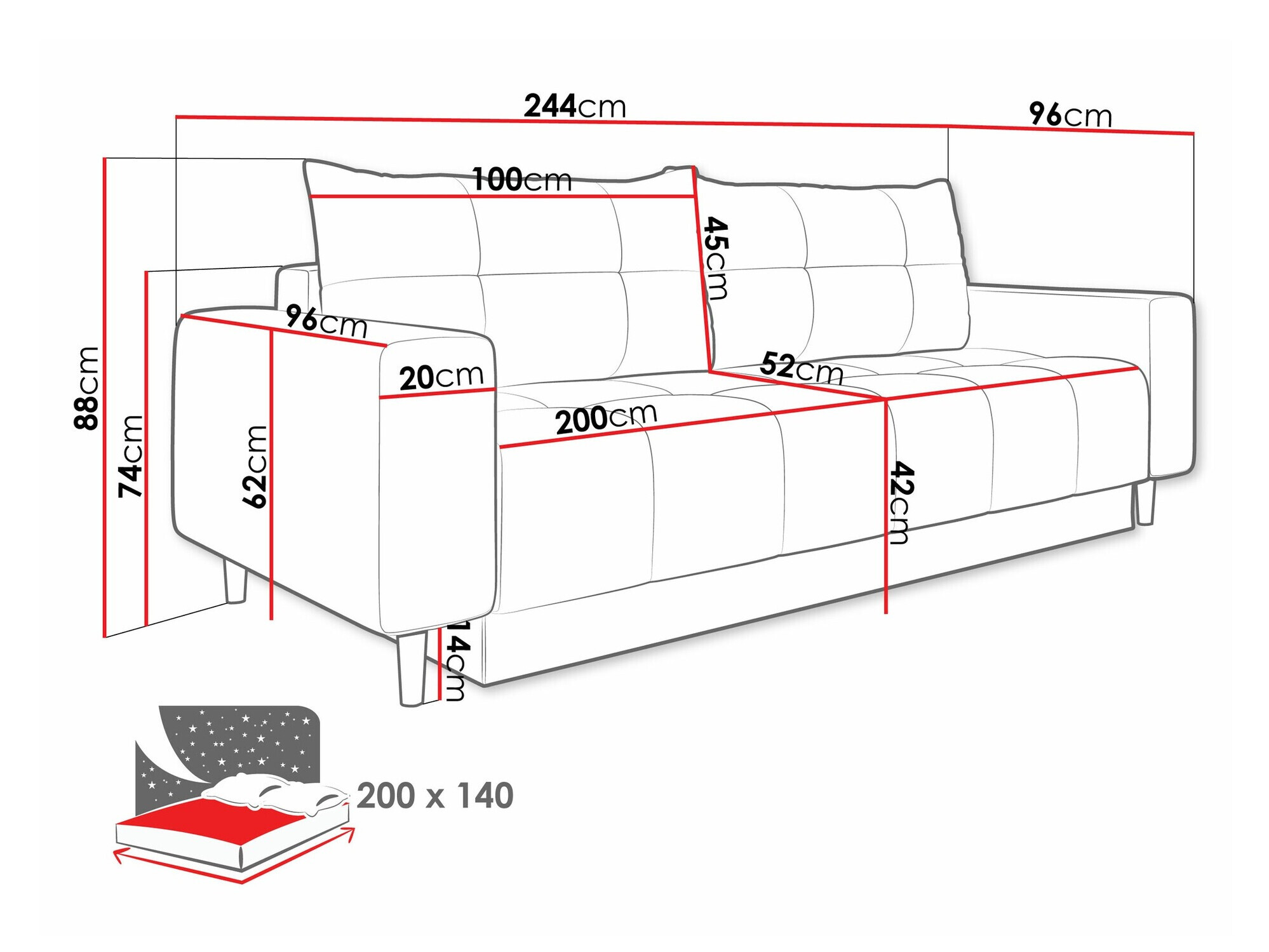 Sofa na razvlačenje Delaware 104 (Bluvel 30)