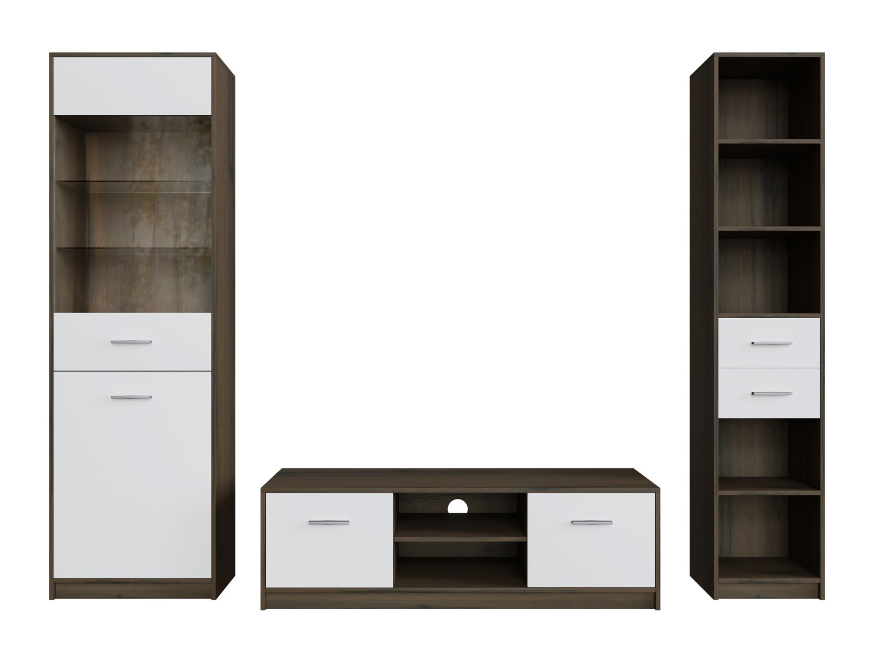 Set za dnevnu sobu Novsore 163 (Tamni hrast + Belo)