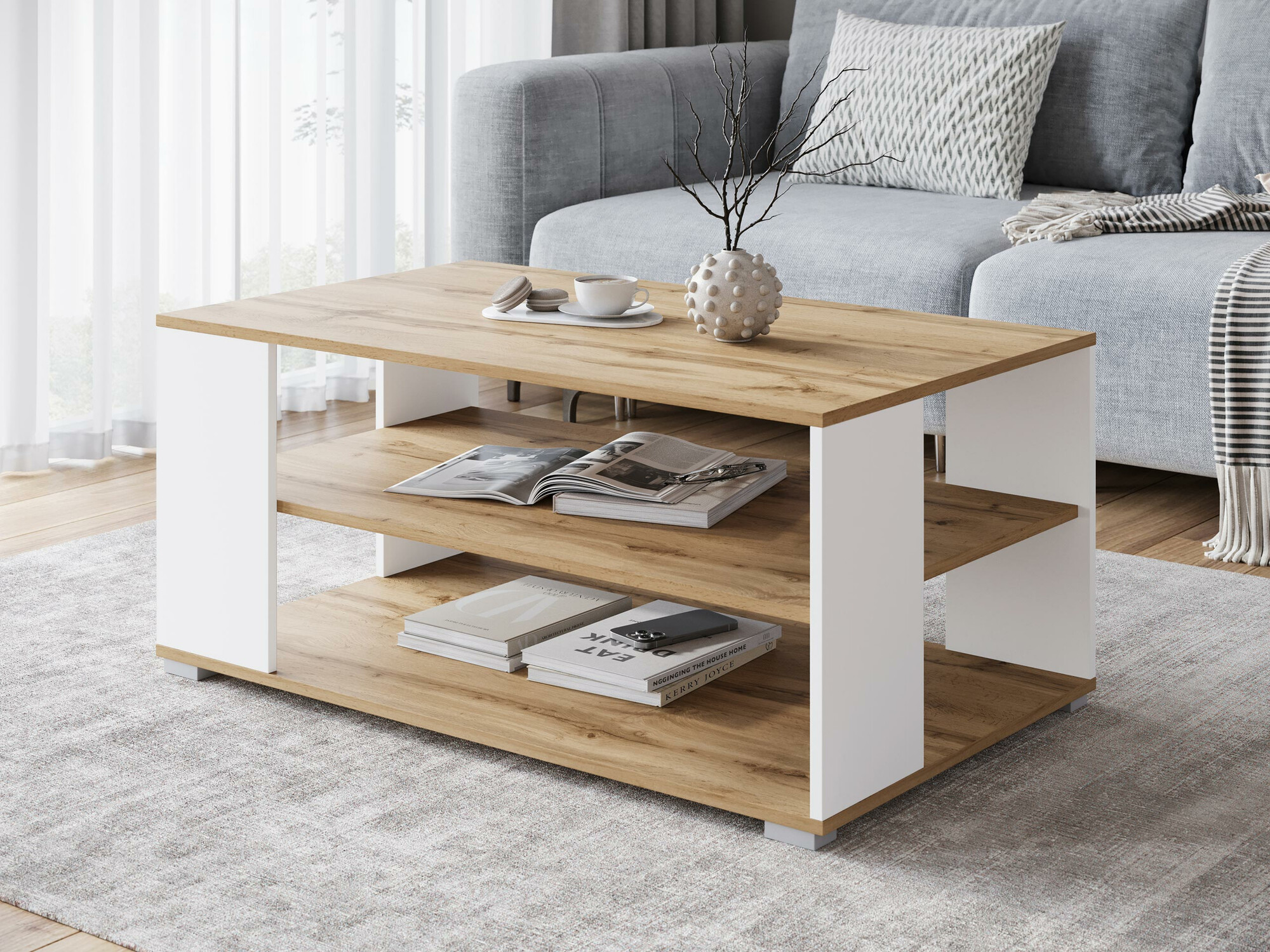 Stočić za kafu Sarasota 187 (Hrast Votan + Belo)