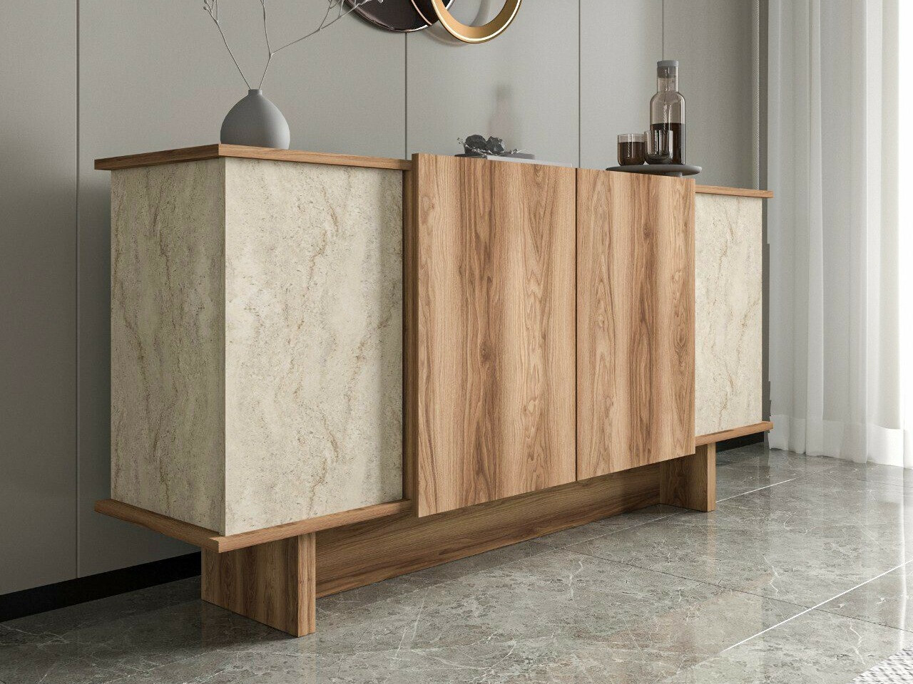 Ormarić Kailua 2453 (Svetlo Travertine + Orah)