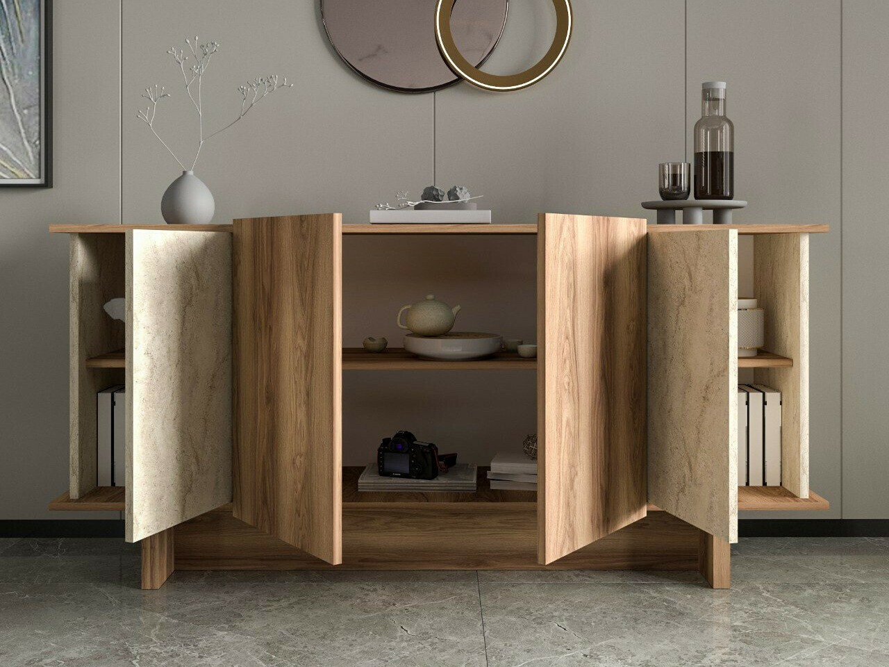 Ormarić Kailua 2453 (Svetlo Travertine + Orah)