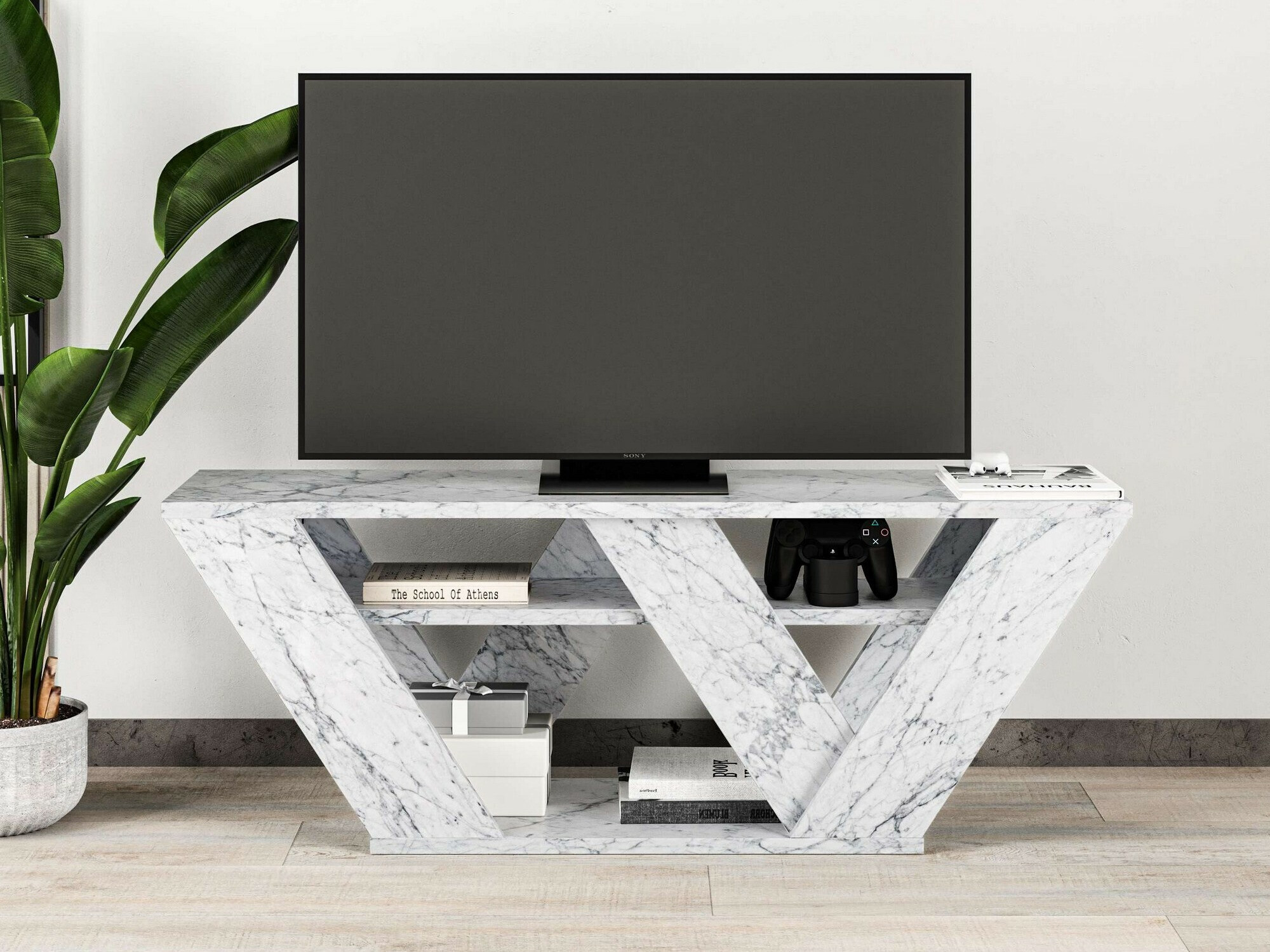 TV komoda Kailua 457 (Beli mermer)