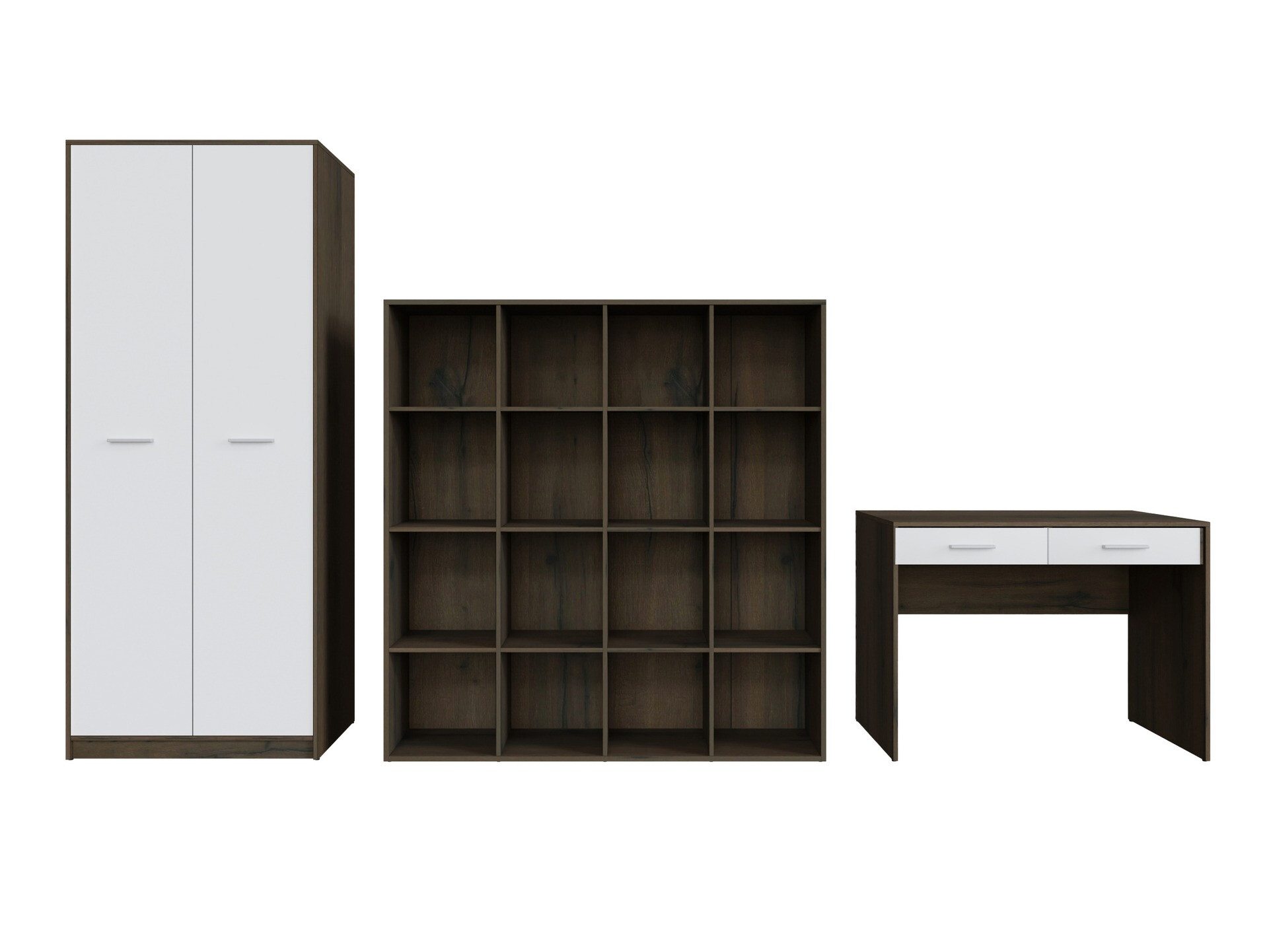 Set za kućnu kancelariju Novsore 166 (Tamni hrast + Belo)