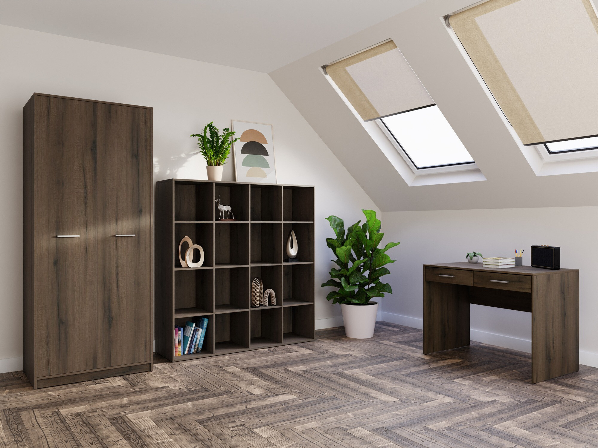 Set za kućnu kancelariju Novsore 166 (Tamni hrast)