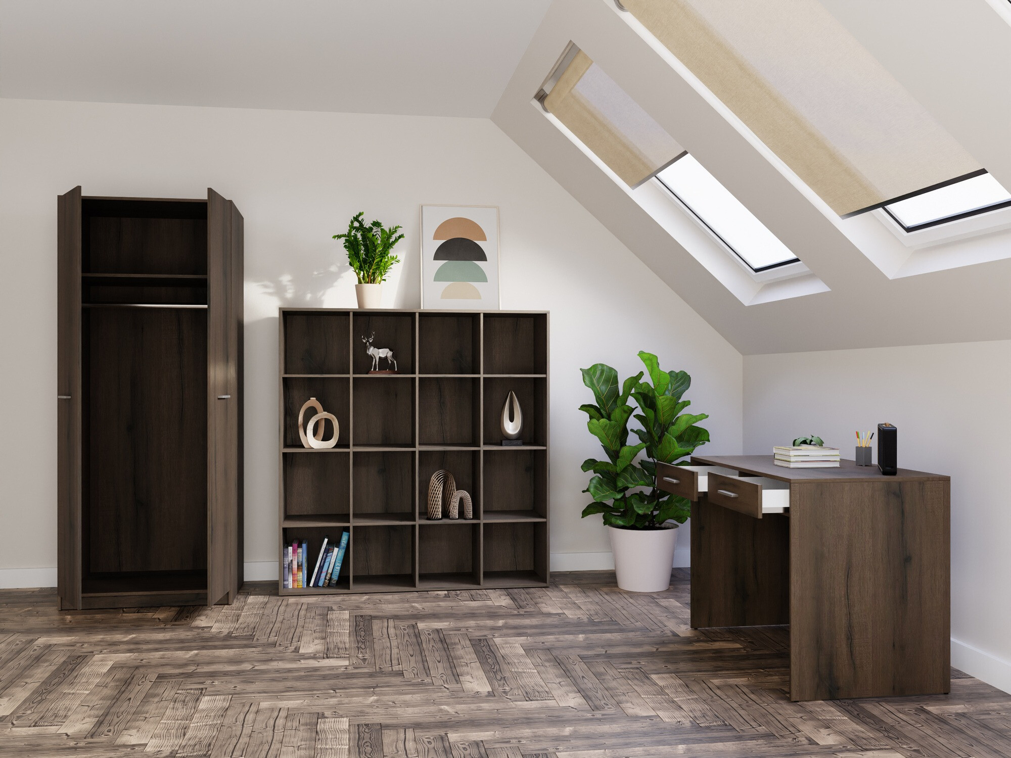 Set za kućnu kancelariju Novsore 166 (Tamni hrast)