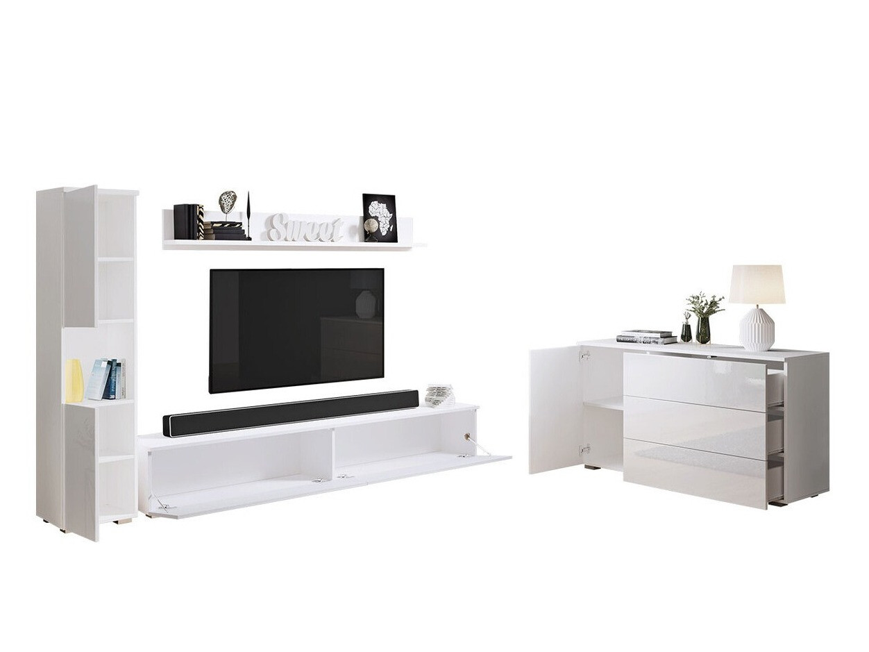 Set za dnevnu sobu Sarasota 132 (Belo + Sjajno belo)