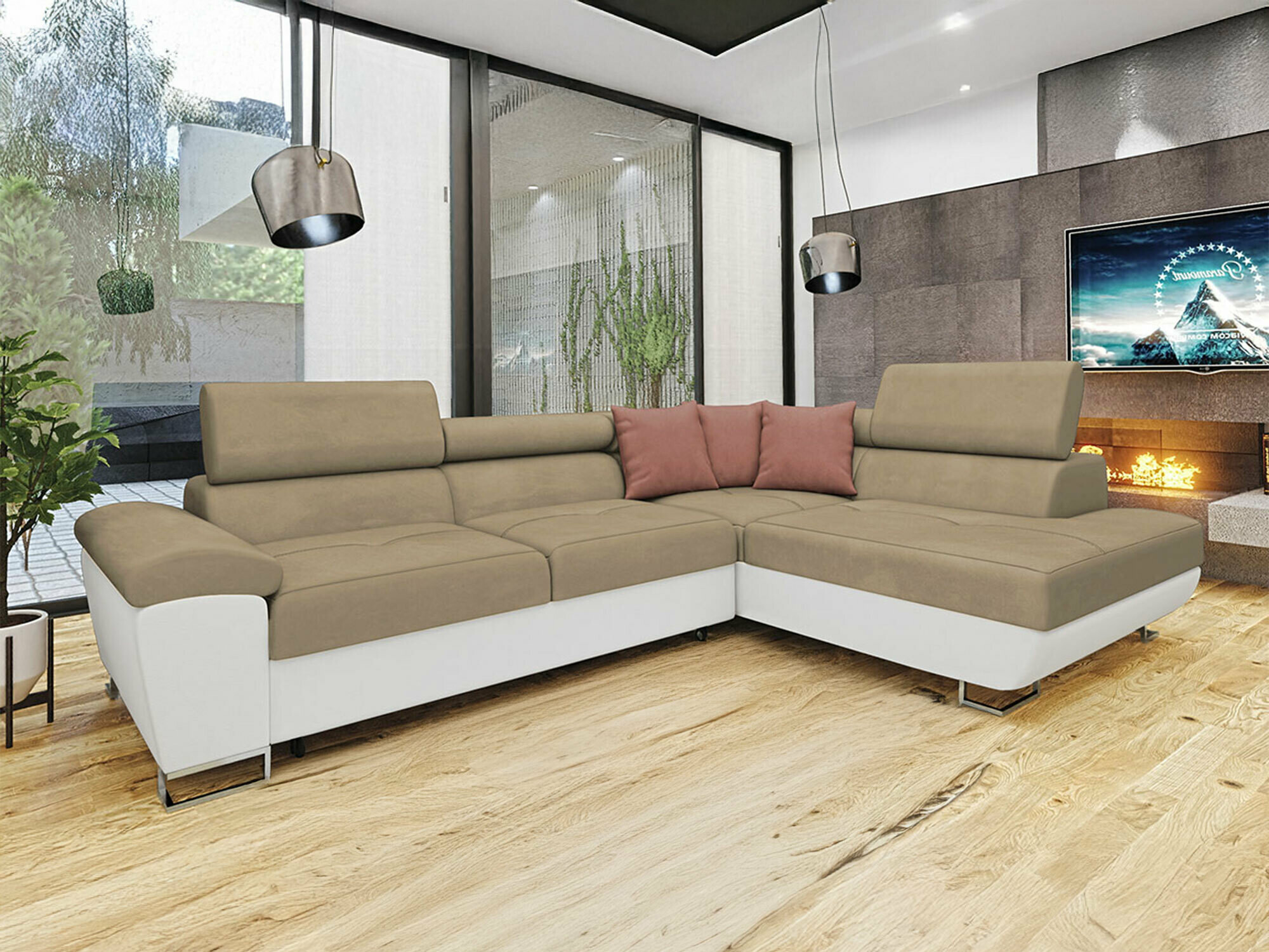 Ugaona sofa Comfivo 166 (Soft 017 + Uttario Velvet 2979 + Uttario Velvet 2955)