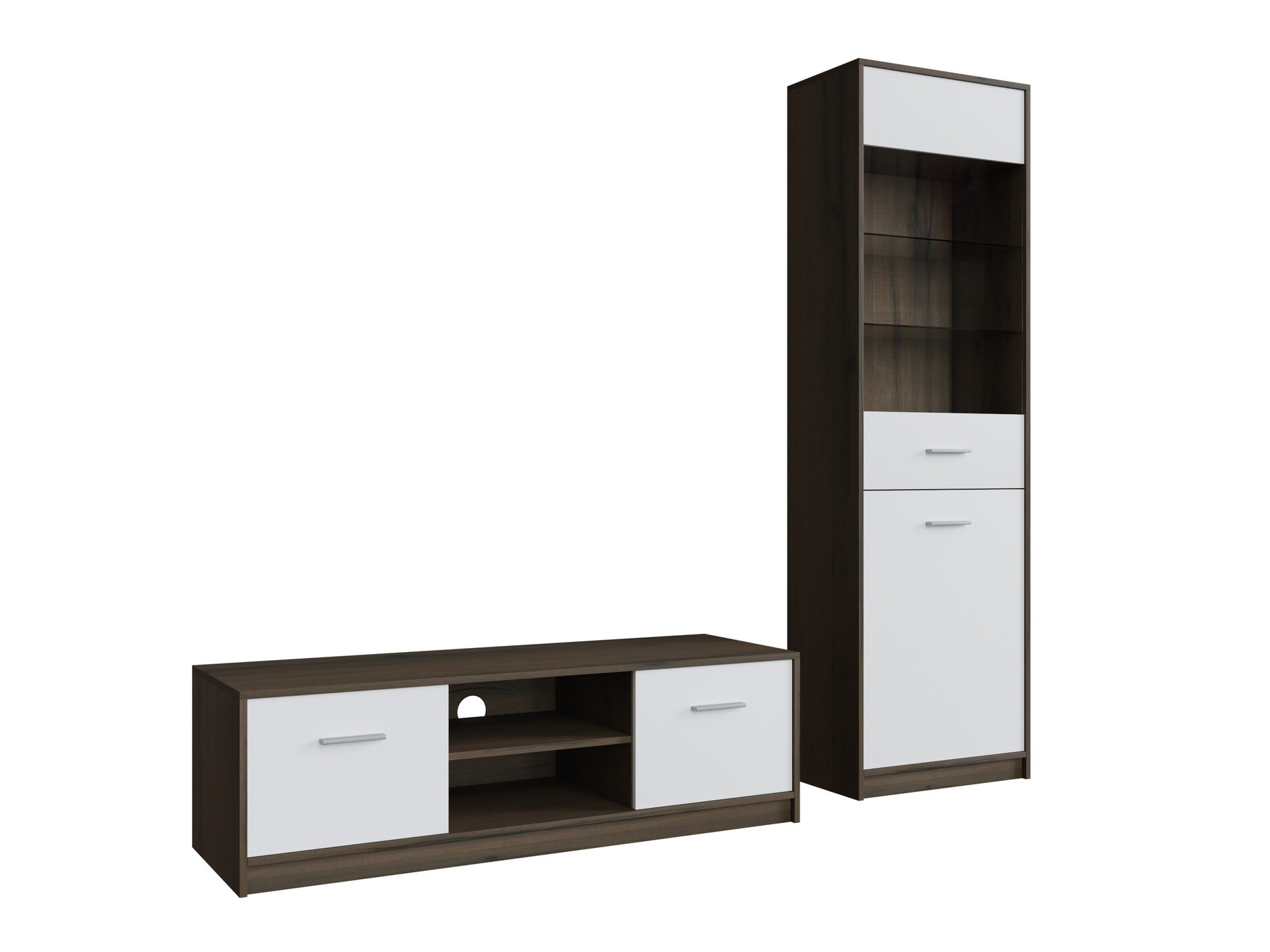 Set za dnevnu sobu Novsore 161 (Tamni hrast + Belo)