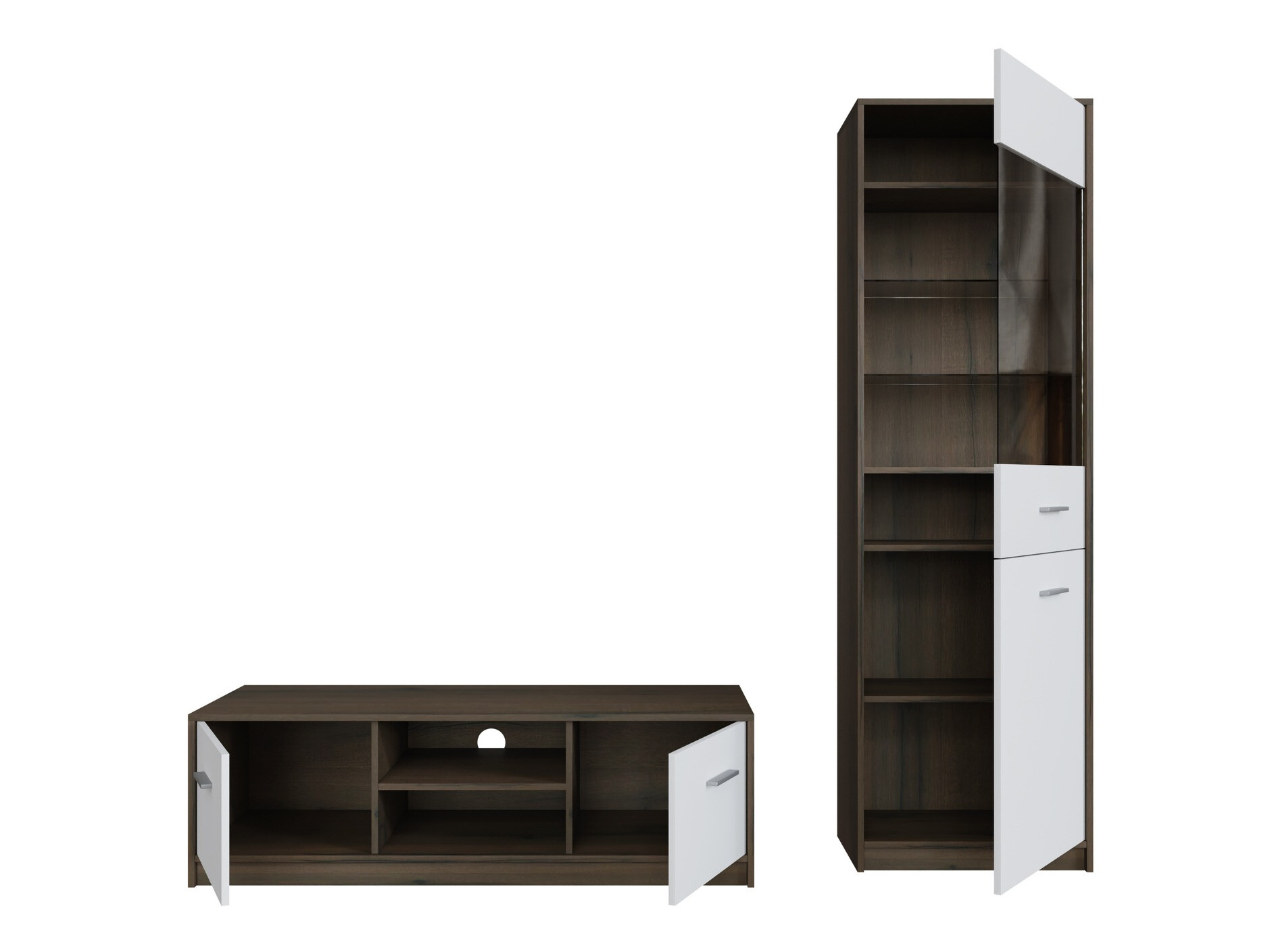 Set za dnevnu sobu Novsore 161 (Tamni hrast + Belo)