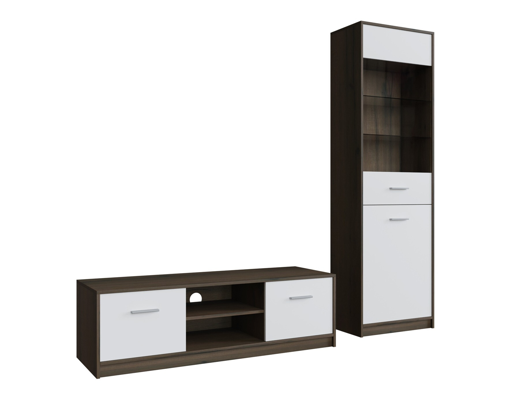 Set za dnevnu sobu Novsore 161 (Tamni hrast + Belo)